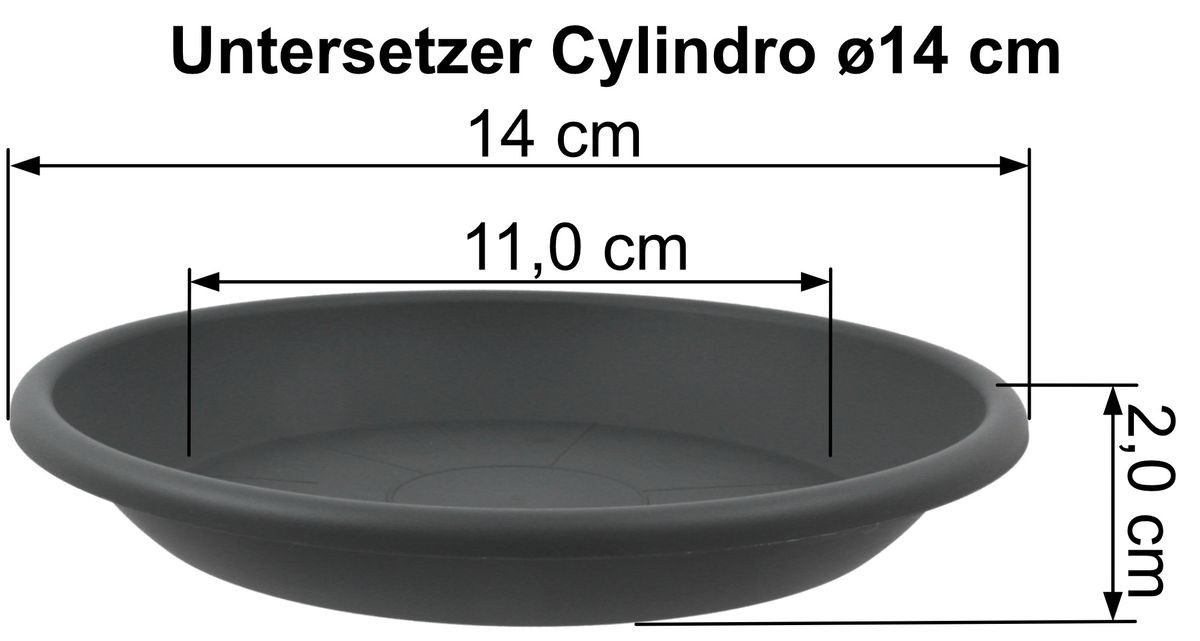 Kunststoff UV-beständigem Anthrazit, wetterfest 2-tlg. cm Set Blumentopf aus Heimwerkercenter MePla Untersetzer Cylindro und aus - Pflanzkübel ø14 cm, ø15 Pflanzkübel