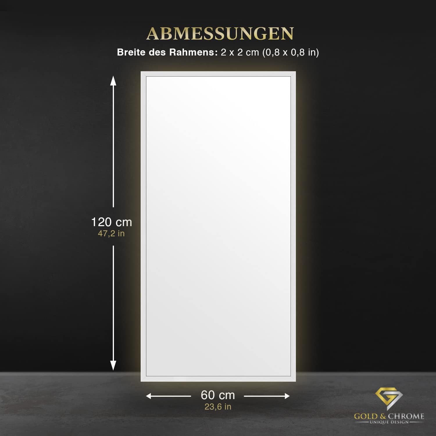 GOLD&CHROME UNIQUE DESIGN Spiegel Wandspiegel Groß Rechteckig mit pulverbes günstig online kaufen