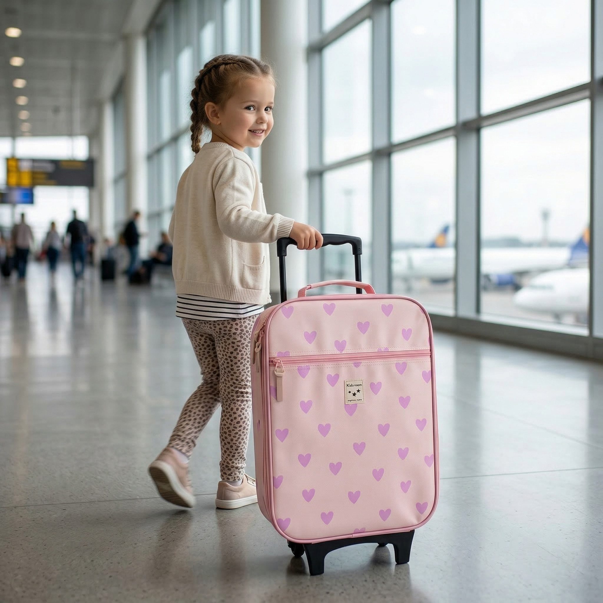 Kidzroom Kinderkoffer Kindertrolley Mädchen Trolly Trolley Koffer 15 L, nur 1 kg leicht, Außenmaße:48×32×14 cm, Innenmaße:42×32×11 cm