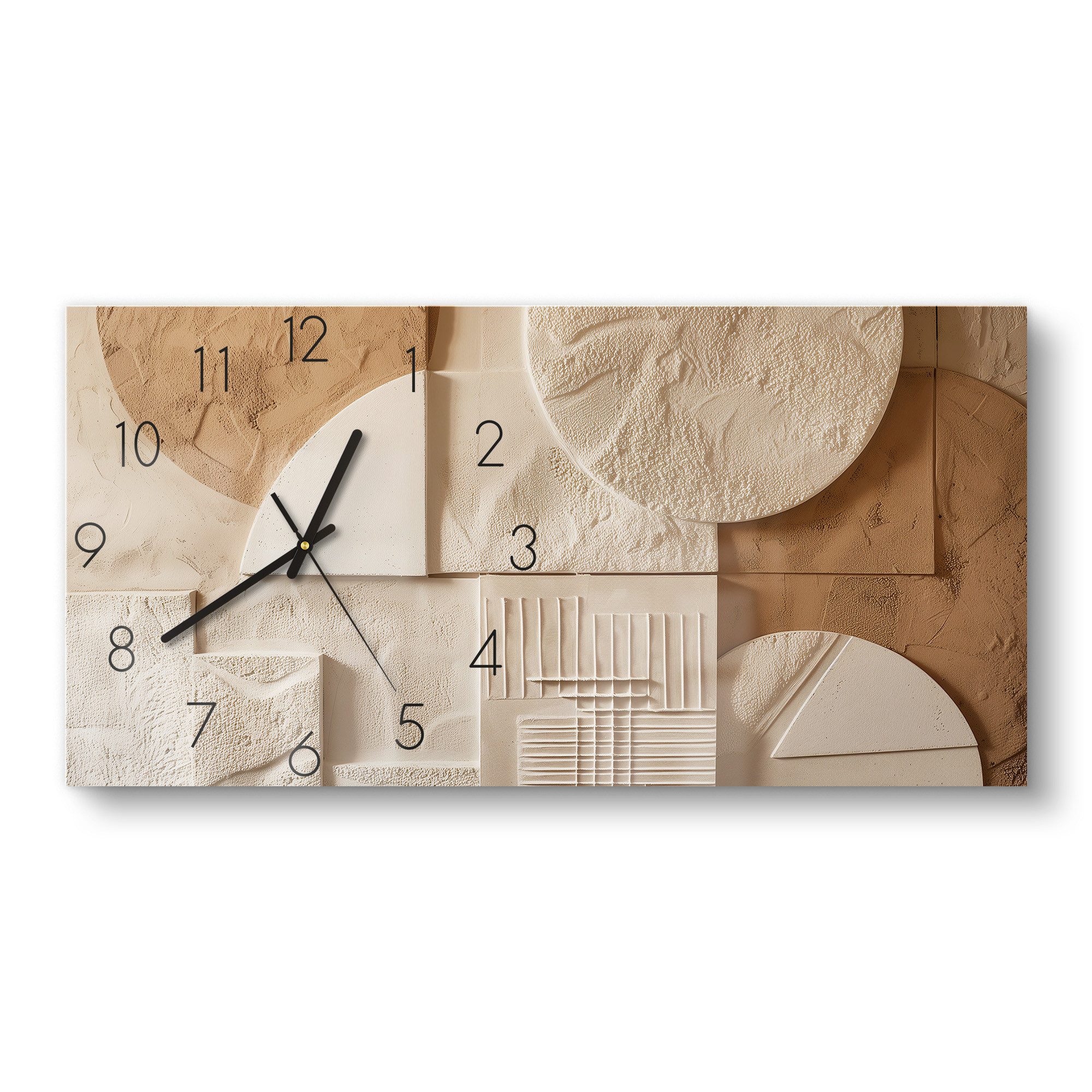 DEQORI Wanduhr 'Wüstengeometrie' (Glas Glasuhr modern Wand Uhr Design Küchenuhr)