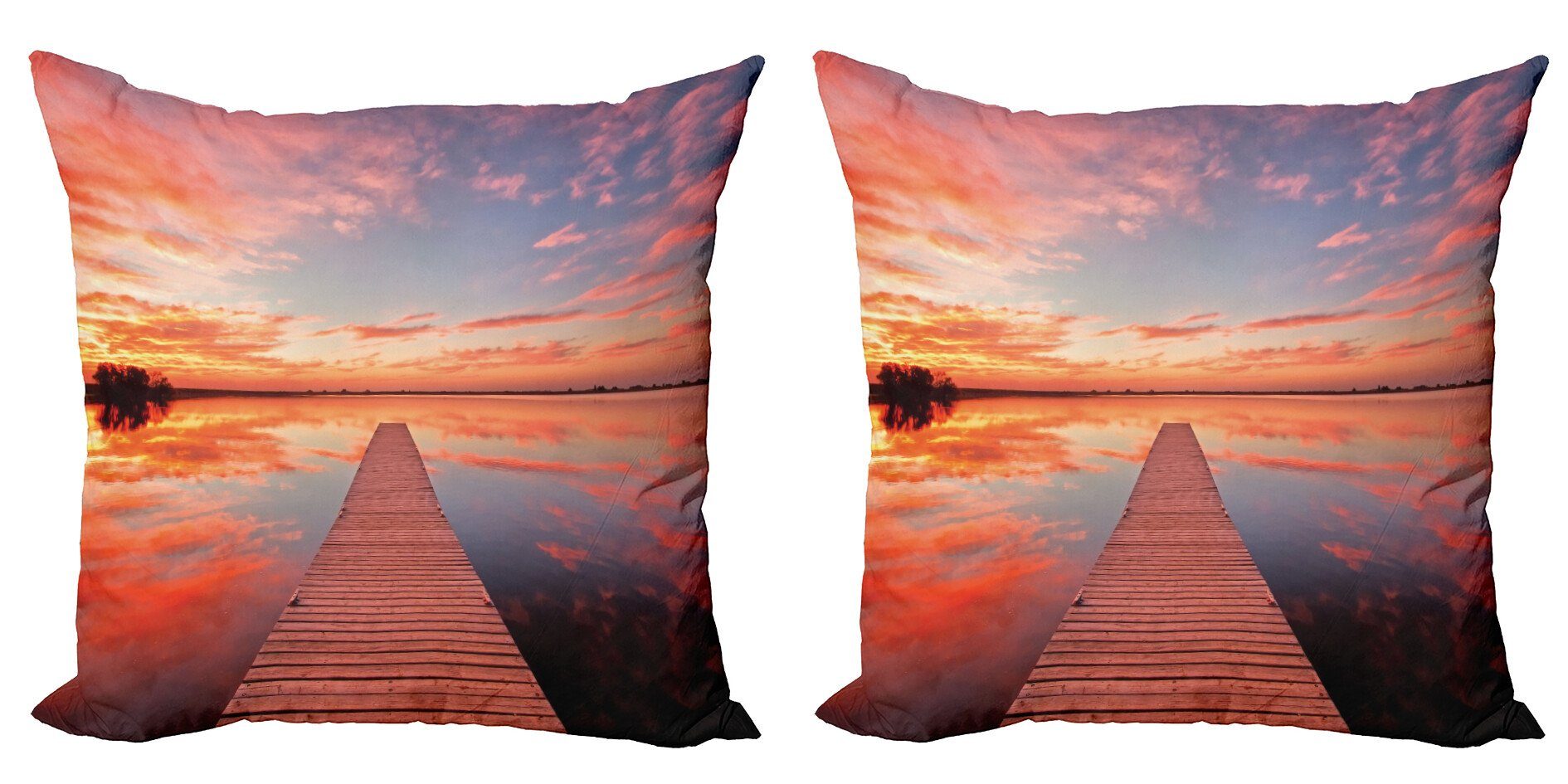 Stück), Sonnenuntergang (2 Natur Abakuhaus Modern Digitaldruck, am Pathway Meer Accent Kissenbezüge Doppelseitiger