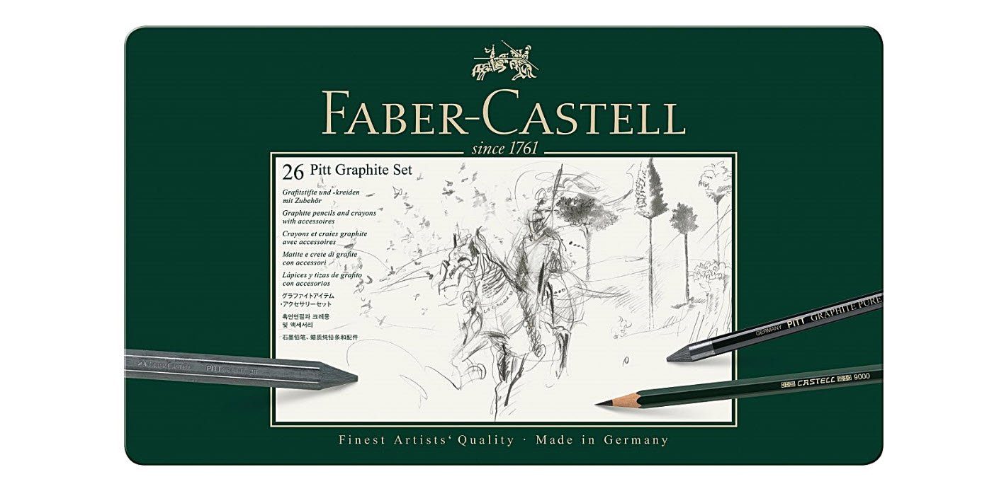 Faber-Castell Kalligraphie-Stift PITT Graphite 26er (26-tlg) Set (112974), groß, Metalletui