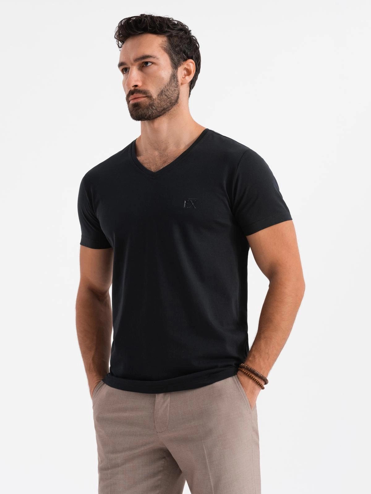OMBRE T-Shirt T-Shirt mit V-Ausschnitt SLIM FIT