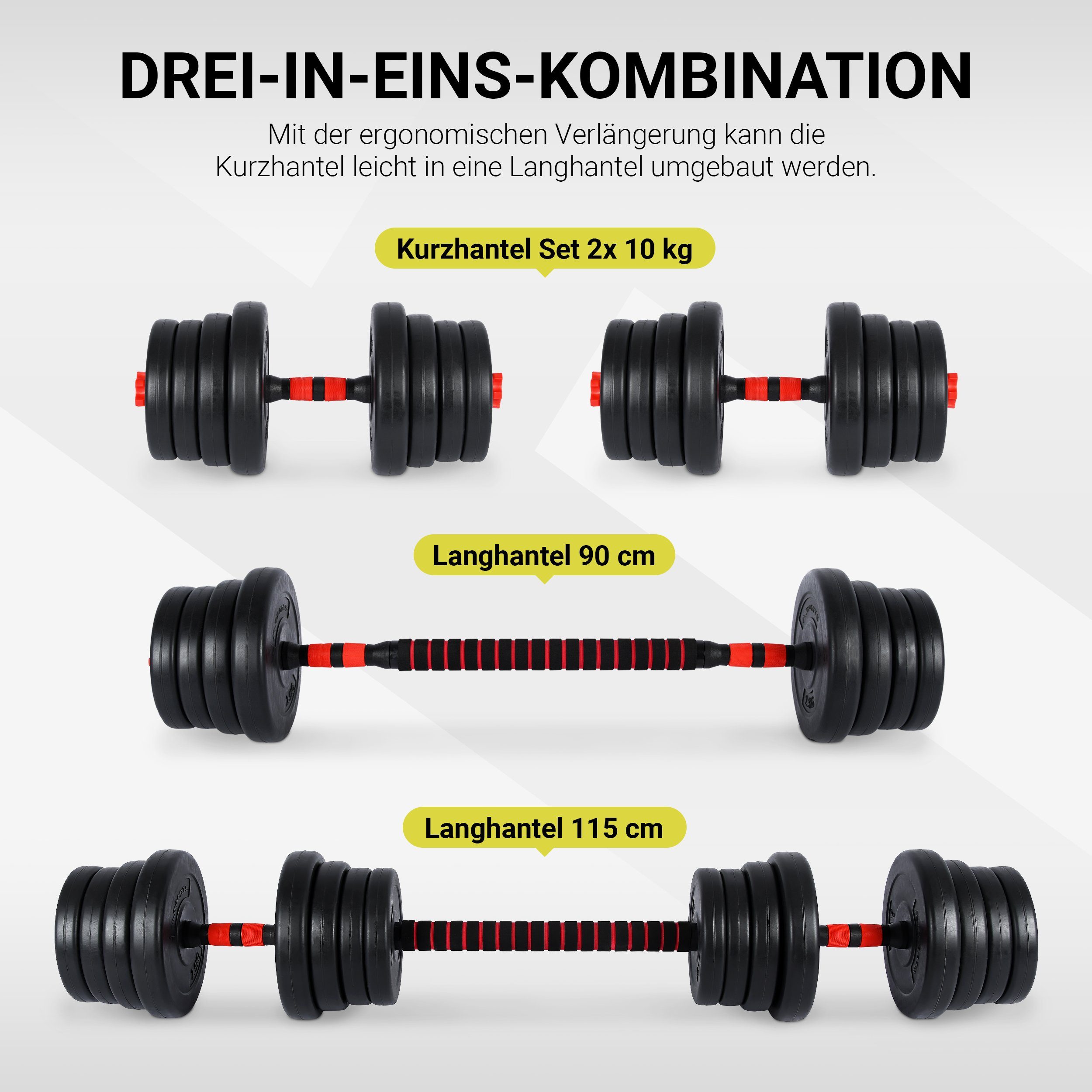 MSports® Hantel-Set Hantelset 2in1 - Kurzhanteln + Langhanteln verstellbar