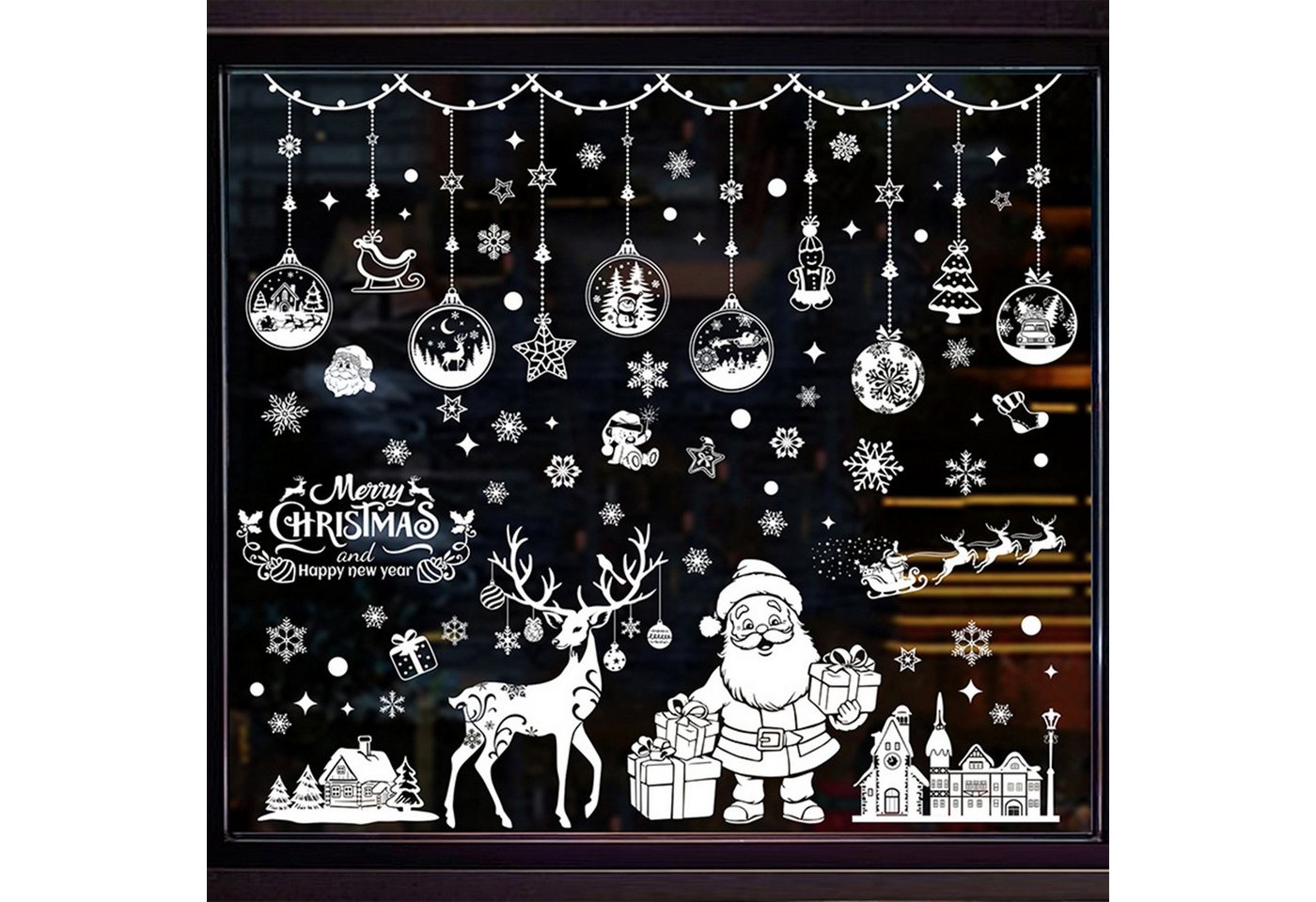 Thumbnail - Coonoor Aufkleber Fensteraufkleber Weihnachten Schneeflocken Weihnachtsdekoration, (201tlg)
