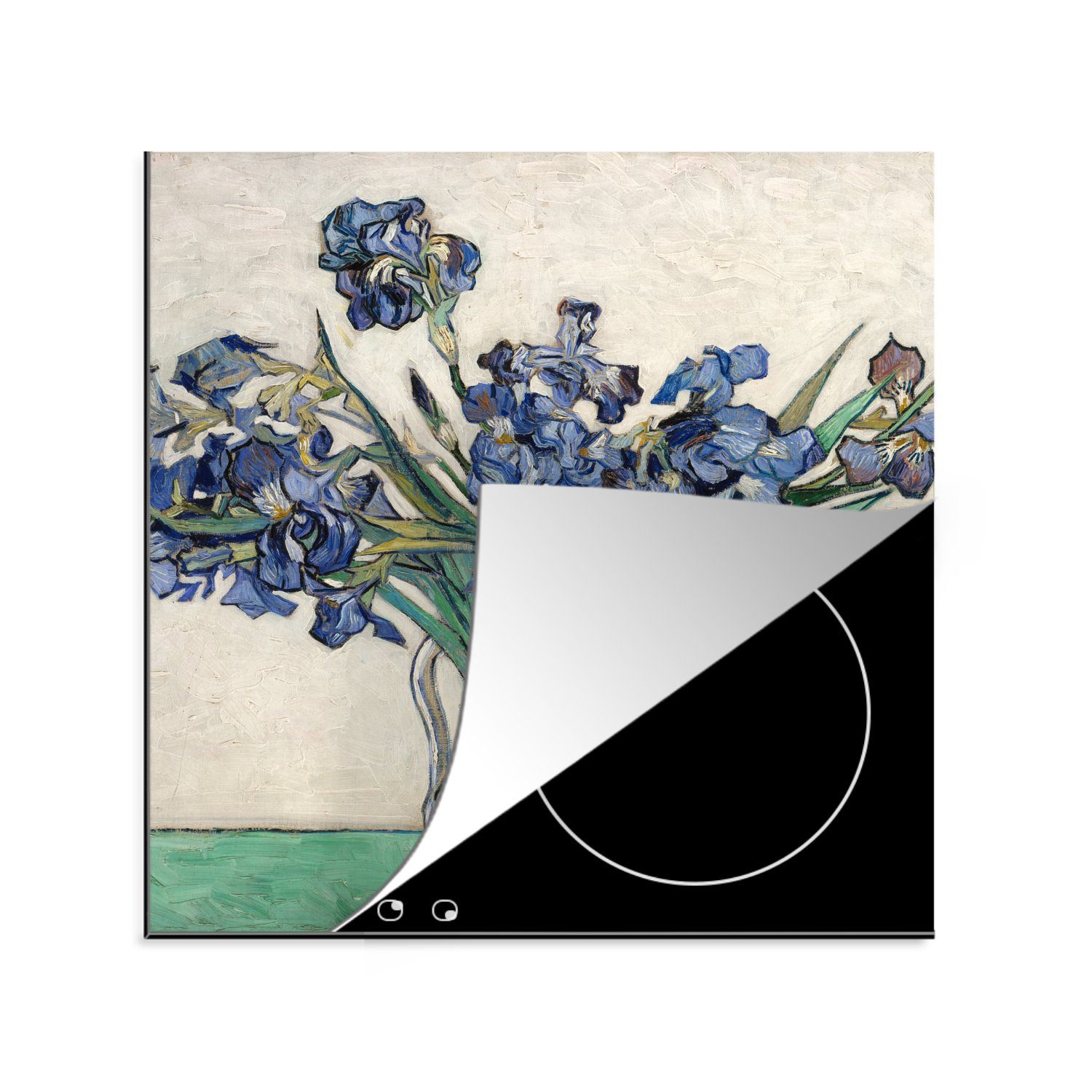 MuchoWow Herdblende-/Abdeckplatte Stilleben mit Schwertlilien - Gemälde von Vincent van Gogh, Vinyl, (1 tlg), 78x78 cm, Ceranfeldabdeckung, Arbeitsplatte für küche