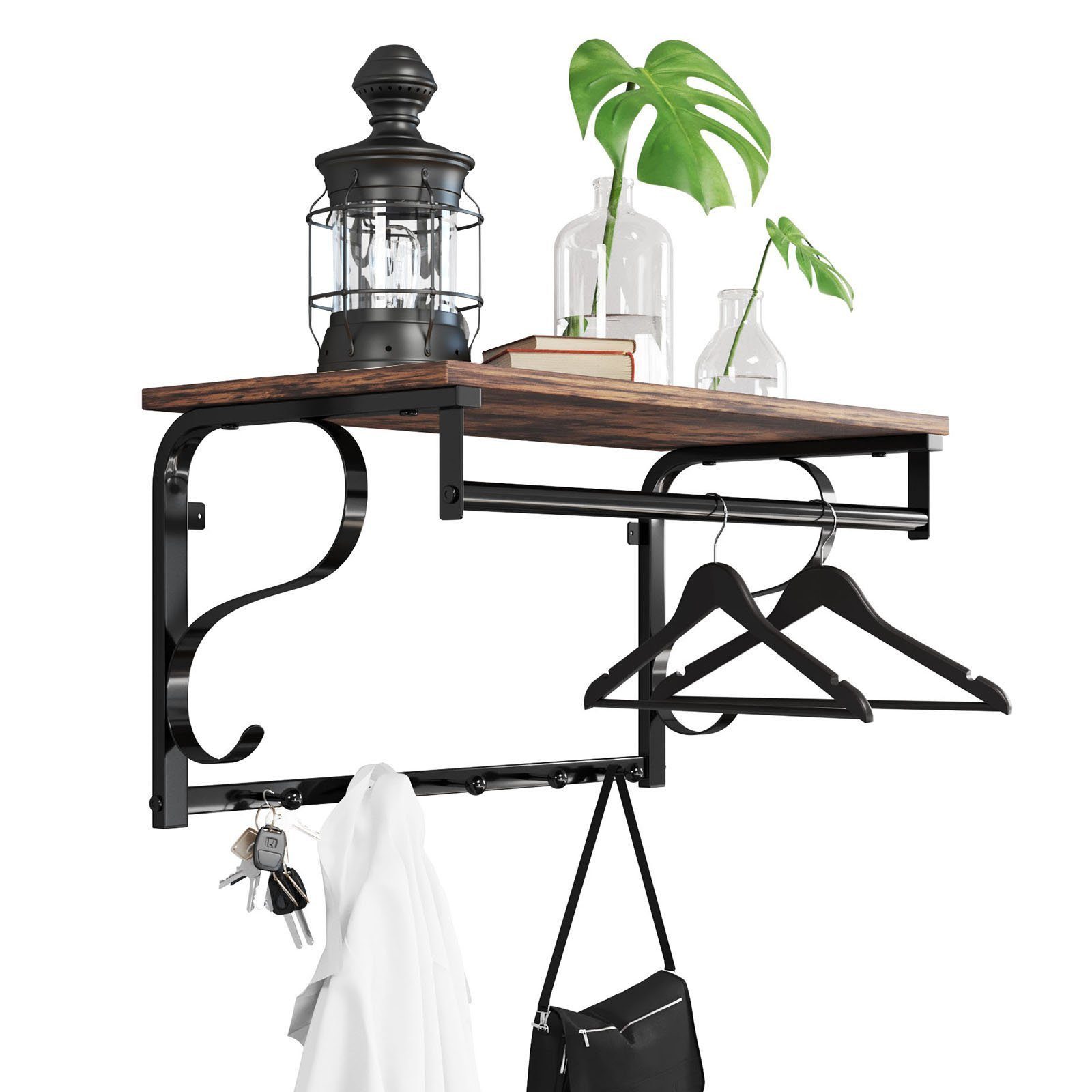 VASAGLE Wandgarderobe, Wandregal mit 5 Haken, günstig online kaufen