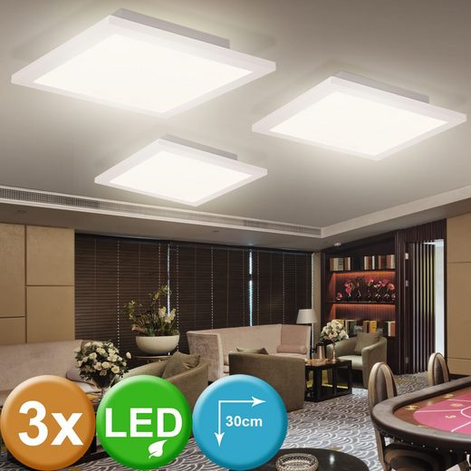 etc-shop Deckenleuchte, 3er Set LED Panel Ein Aufbau Decken Lampen Wohn