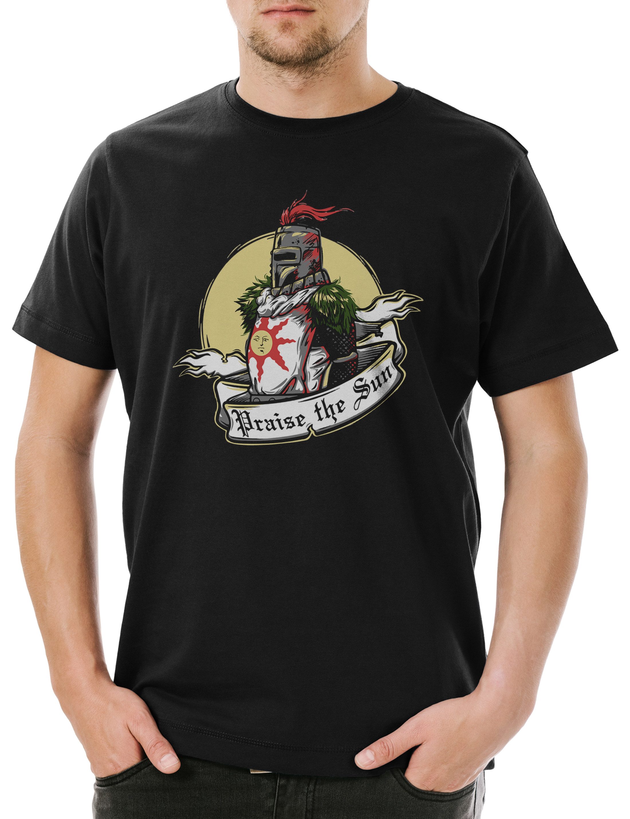 Print-Shirt Praise The Sun Dark Firelink Soul Herren T-Shirt Shrine Dark Gamer