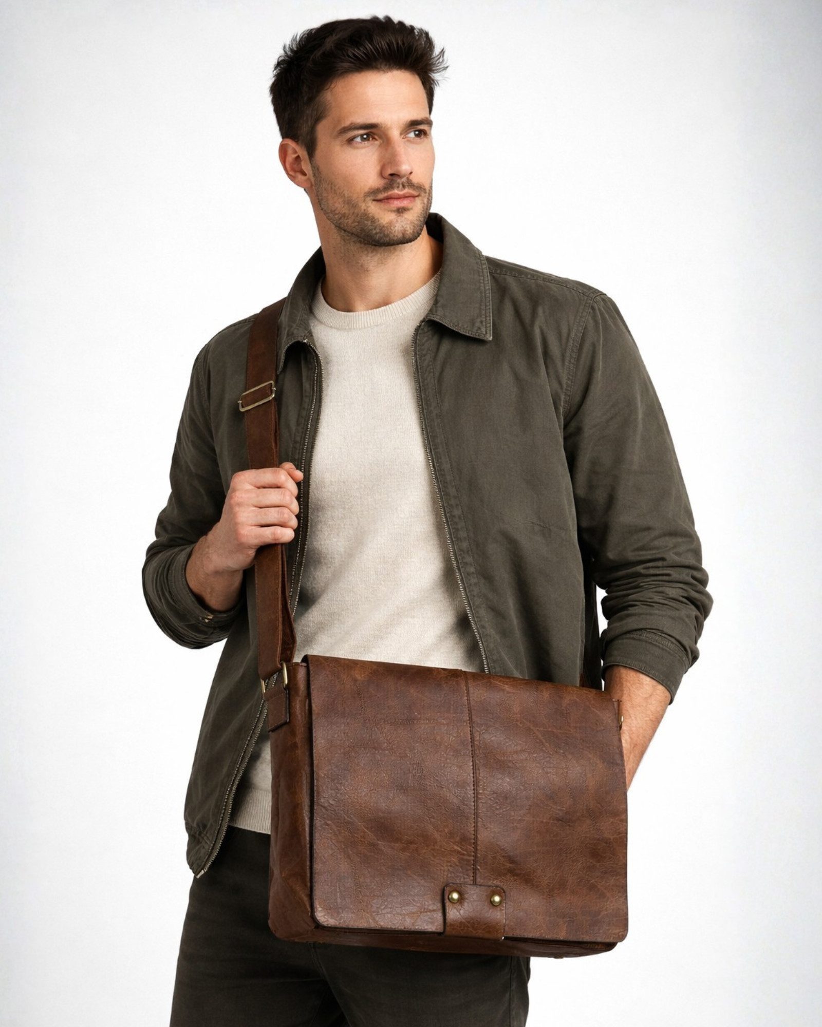 ITALY VIBES Umhängetasche - Schultertasche aus Kunstleder für Herren - Tasche