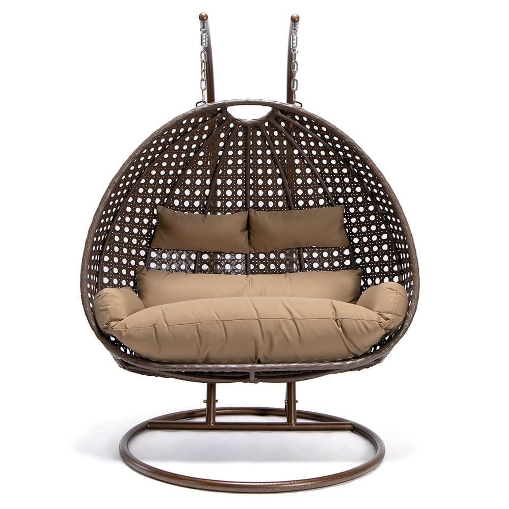 HOME DELUXE Hängesessel Polyrattan Hängesessel TWIN (inkl. Gestell, Korb, Sitzauflage, Montagezubehör, 4-St., Komplettset), Hängestuhl