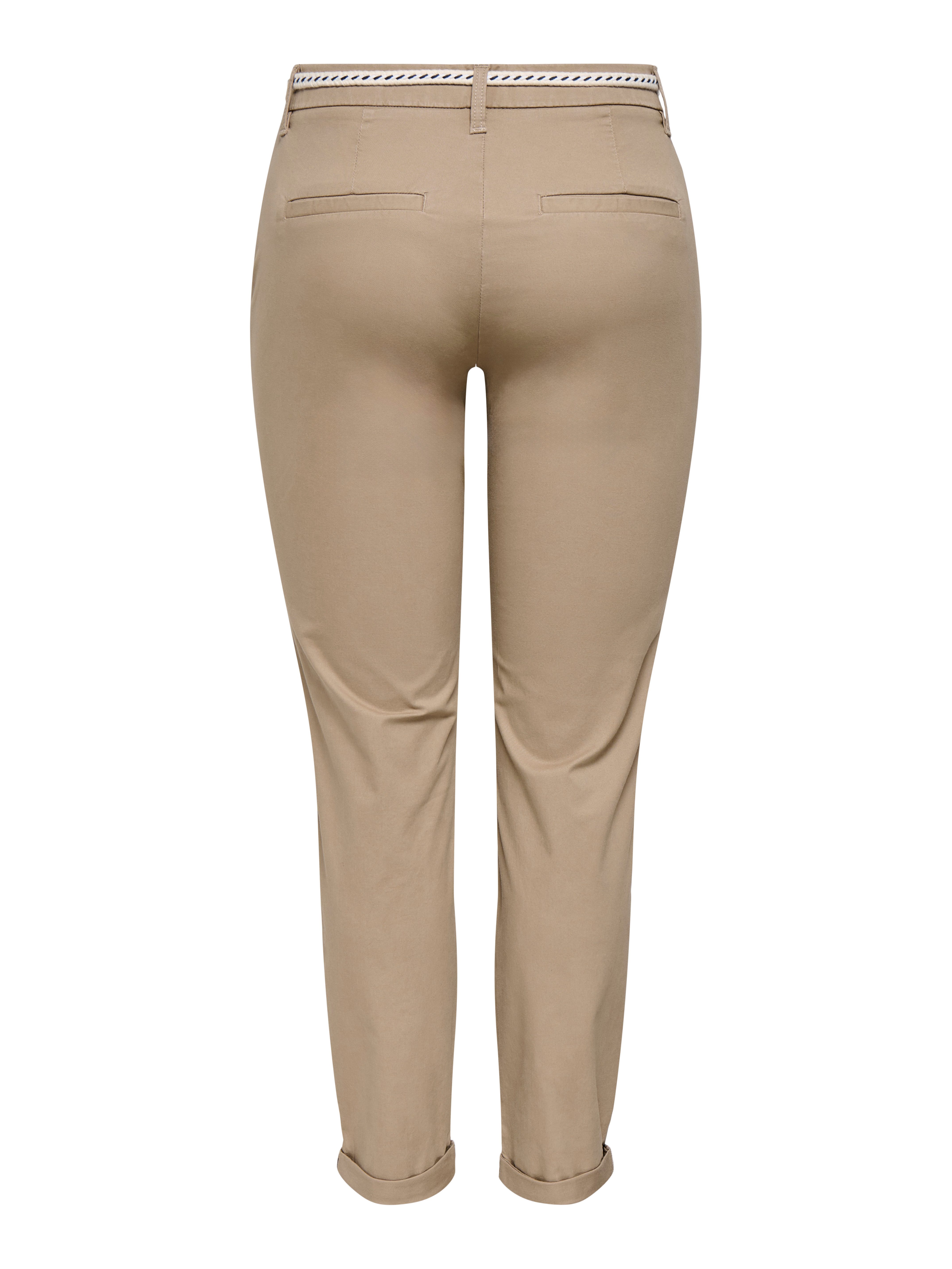 ONLY Chinohose ONLBIANA – Chinohose mit Gürtel und Umschlagsaum slim fit, modisch, Web, Baumwollmischung
