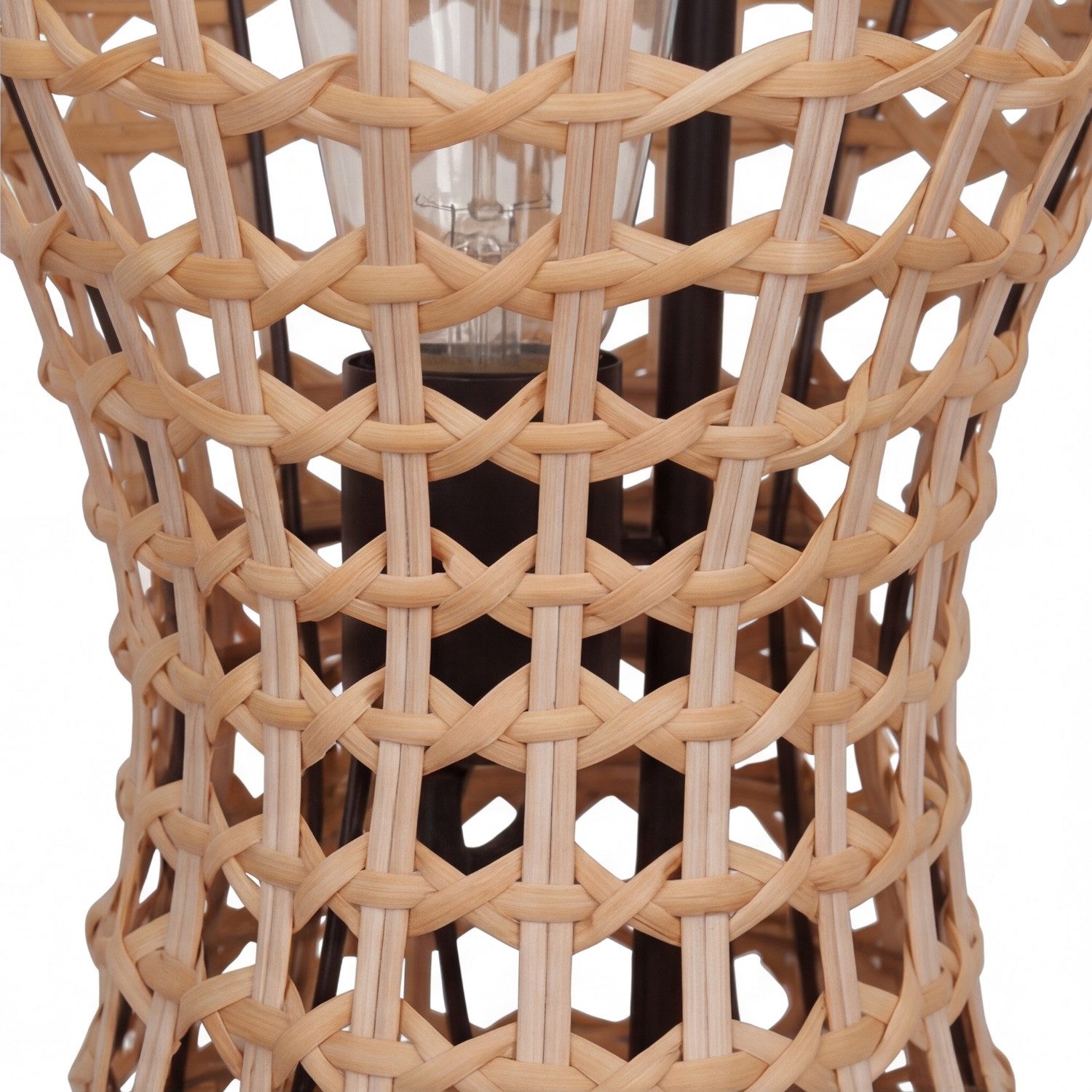 Licht-Erlebnisse Stehlampe LAUKIRCH, ohne Leuchtmittel, Rattan Korb Schwarz Metall E27 2-flammig 60 cm Boho Wohnzimmer Modern – Bild 4 von 5