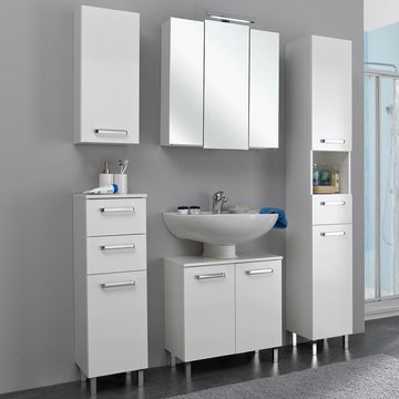 Lomadox Unterschrank WARSCHAU-66 Badezimmer Seitenschrank in weiß glänzend - B/H/T: 30/100,5/33cm