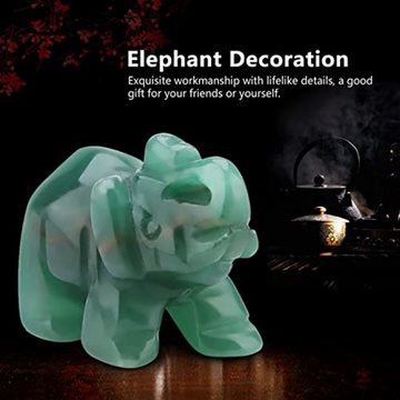 HYTIREBY Tierfigur Naturstein Elefant Figur Jade Geschnitzte Glücklicher Elefant Artware (1 St), Home Decoration Einrichtungsgegenstand 1,5 Zoll(07)