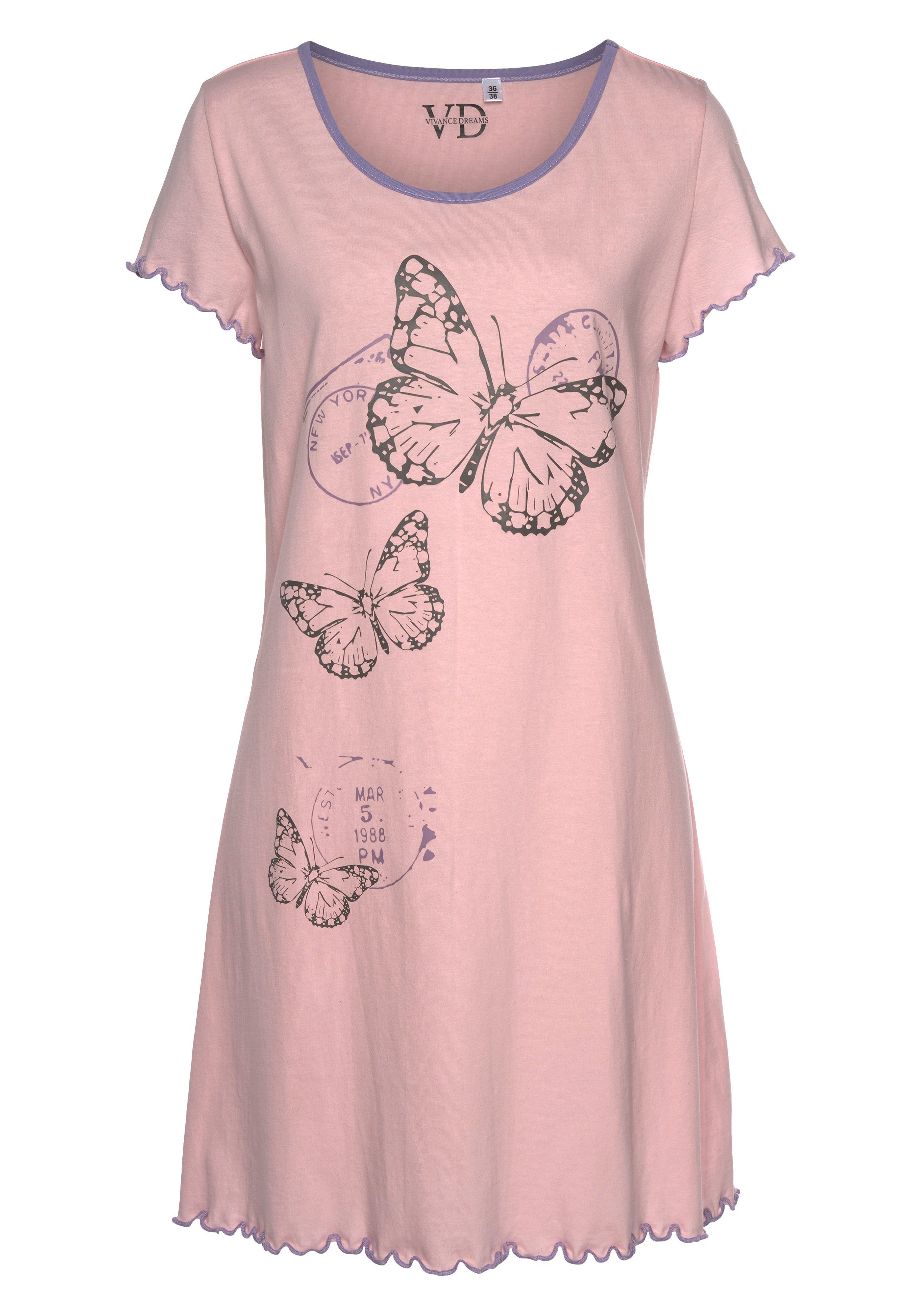 Vivance Dreams by Lascana Nachthemd mit Schmetterling Motiv