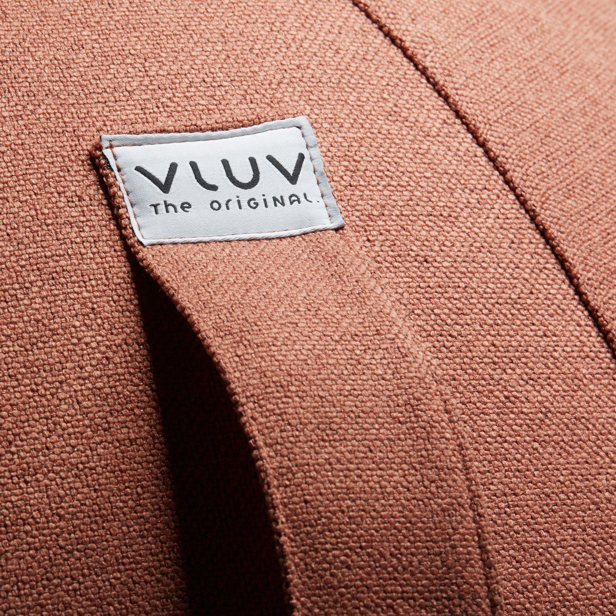 VLUV Sitzball BOL SOVA Stoff Sitzball 60-65cm, ergonomisches Sitzmöbel, atmungsaktiv und langlebig, mit Tragegriff und Bodenring, inkl. Handpumpe, Farbe: Salmon (Lachsfarben)