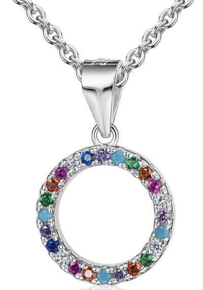 Firetti Kette mit Anhänger Schmuck Geschenk Silber 925 Halsschmuck Halskette Regenbogen, Made in Germany - mit Zirkonia (synth)