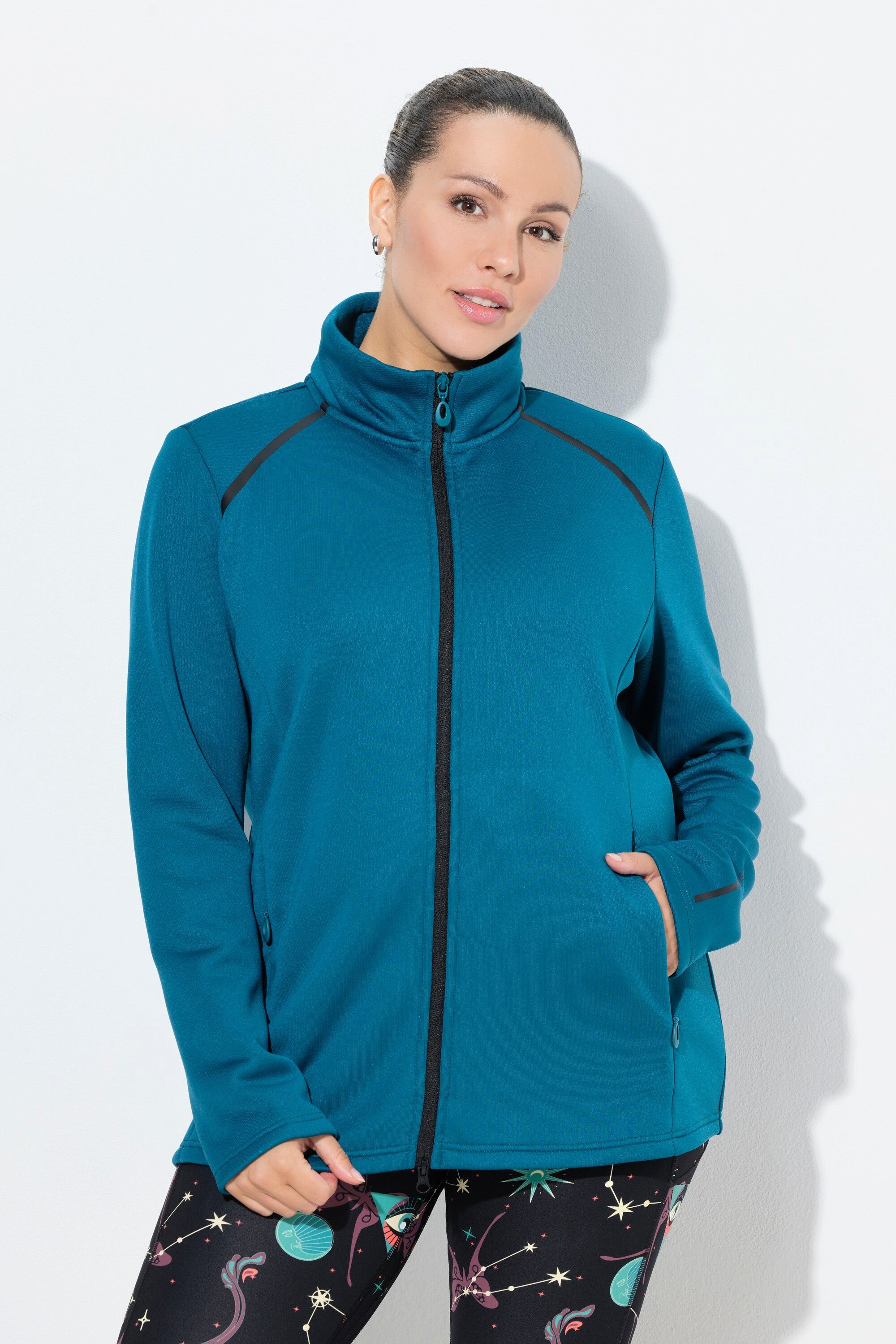 Ulla Popken Sweatjacke Funktions-Sweatjacke Webfellfutter Stehkragen günstig online kaufen