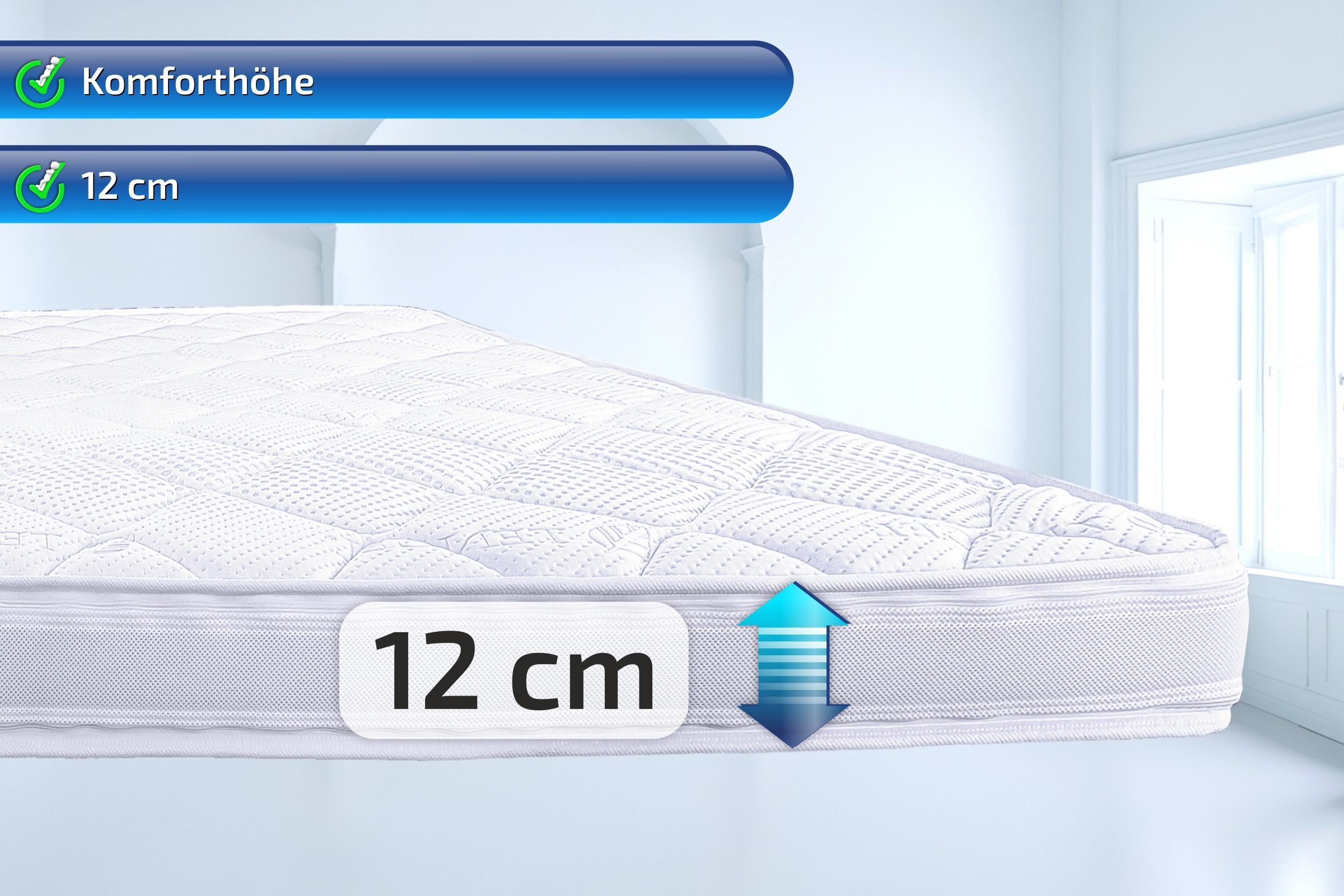 Matratzen Perfekt, Topper Kaltschaumtopper TOKIO, 12cm HOCH, EXTRA FEST Härtegrd 5, 12 cm hoch, Kaltschaum, (hochwertiger HR Kaltschaum mit Raumgewicht 50kg/m), Kaltschaumtopper mit sehr guter Körpernpassung