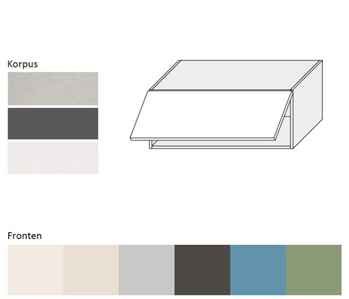 1-türig 4 Klapphängeschrank Front- 90cm matt Feldmann-Wohnen wählbar RAL 7047 und (Amaro) Amaro telegrau Korpusfarbe