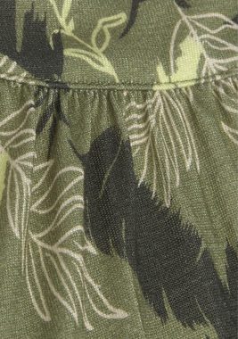 s.Oliver Overall mit Blätterdruck und breitem Smokeinsatz, sommerlicher Jumpsuit