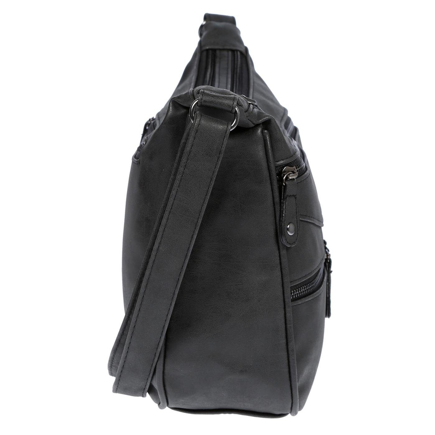 Christian Wippermann Umhängetasche Damen Tasche Schultertasche Umhängetasche Crossover (einzeln), Leder Optik Handtasche Schwarz