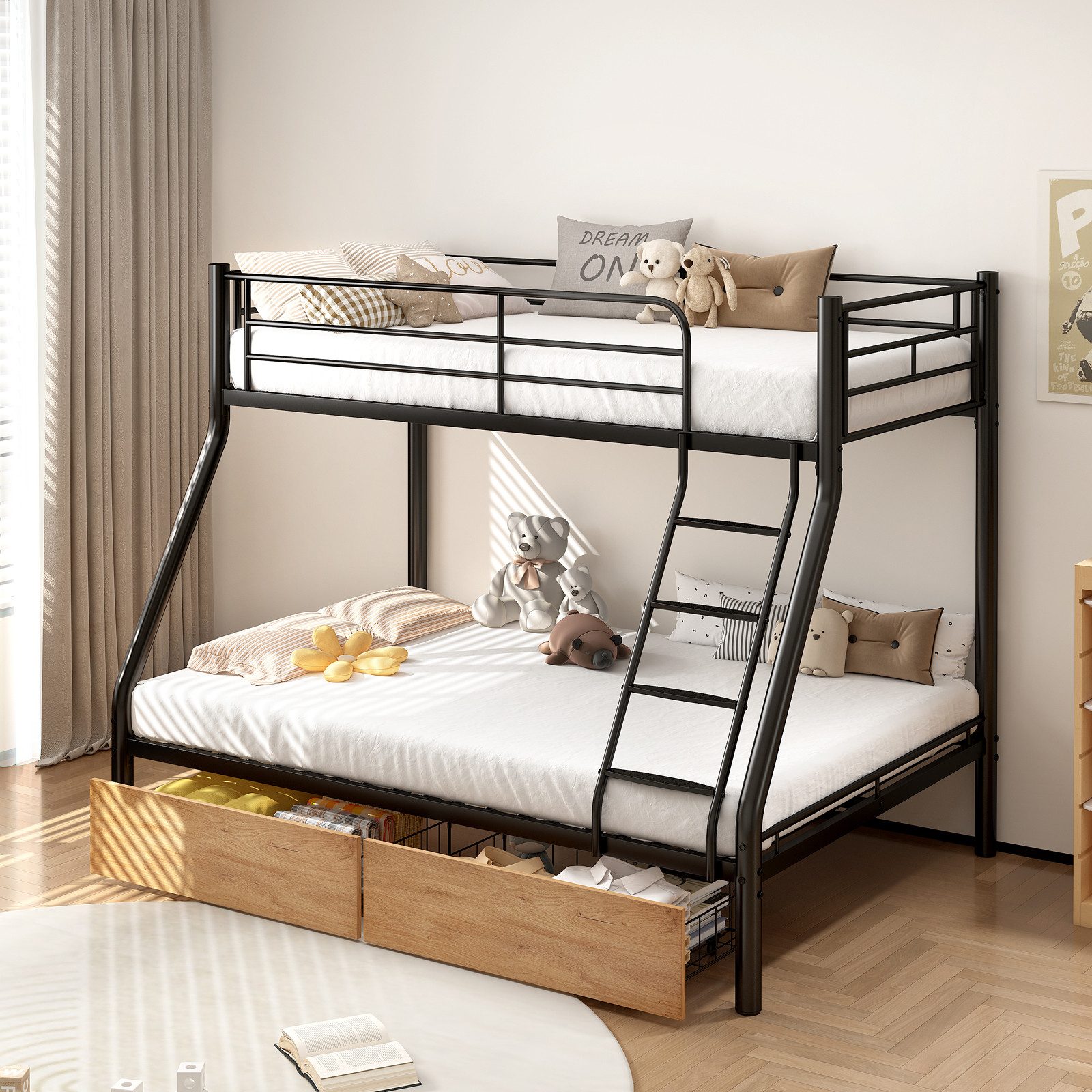 Odikalo Etagenbett Hochbett Metallbett Stauraum Leiter günstig online kaufen