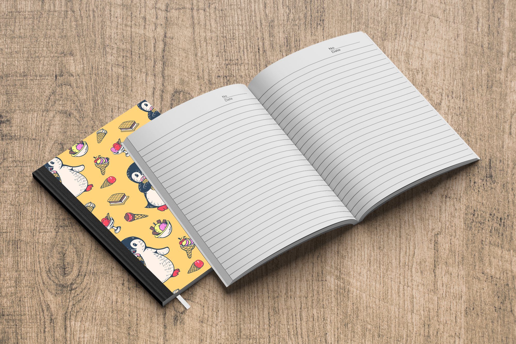MuchoWow Notizbuch Tagebuch, Design, - Haushaltsbuch Eis Merkzettel, Pinguin Notizheft, - Kinder Polartiere - A5, 98 Journal, Seiten, 