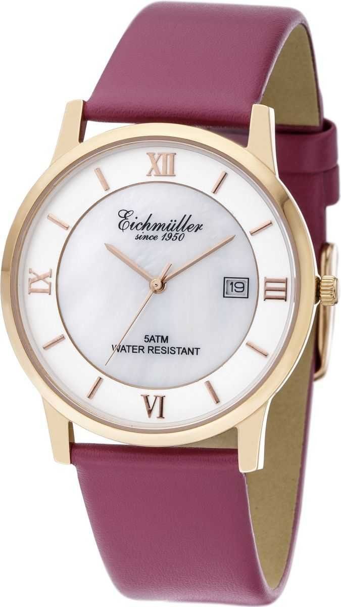 Eichmüller Quarzuhr Damenuhr 3250-07 brombeere/rose/perlmutt Lederband 37 mm