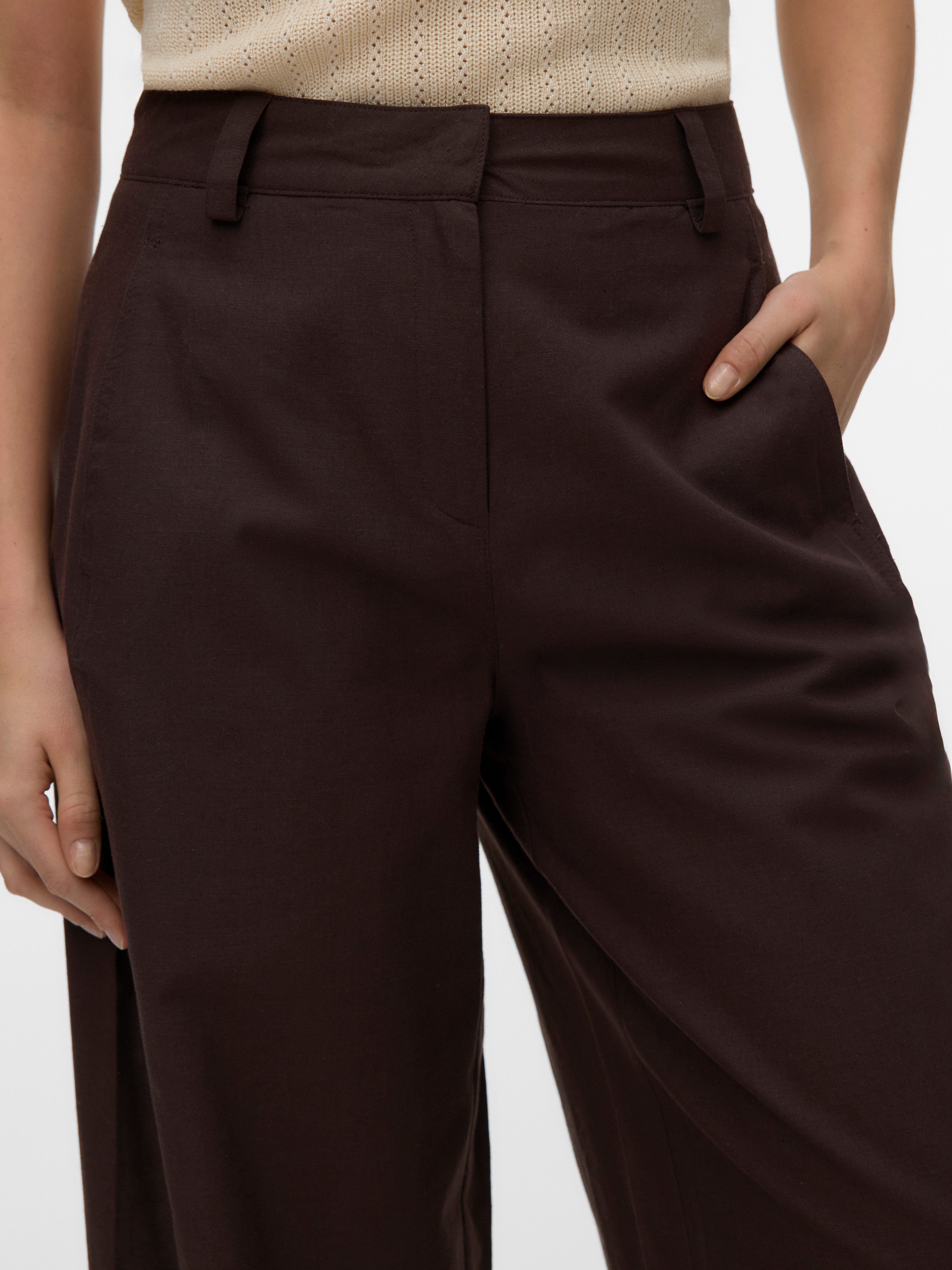 Vero Moda Anzughose VMSELMA HW BARREL PANTS WVN NOOS Baumwollmischung, high waist, weite Beinform, mit Leinen