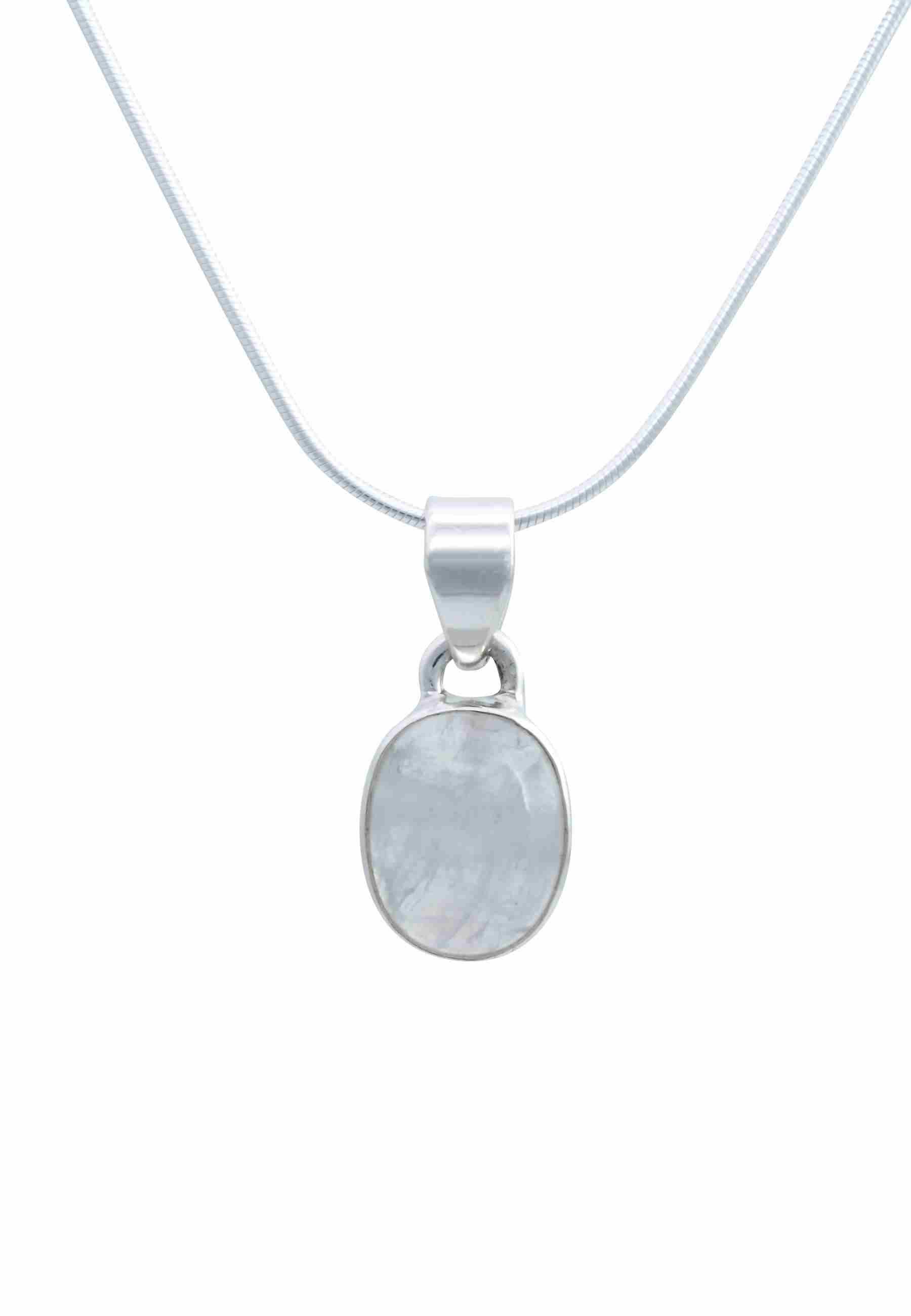 mantraroma Kette mit Anhänger SAMA oval aus 925 Silber mit Regenbogen Monds günstig online kaufen