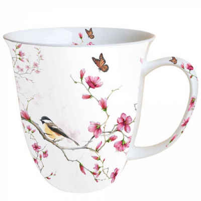 Ambiente Luxury Paper Products Becher Porzellan Tasse Blumen Frühling Vogel -Sommer Blossom Mug, Porzellan Vogel und Blüte, als Geschenk geeignet