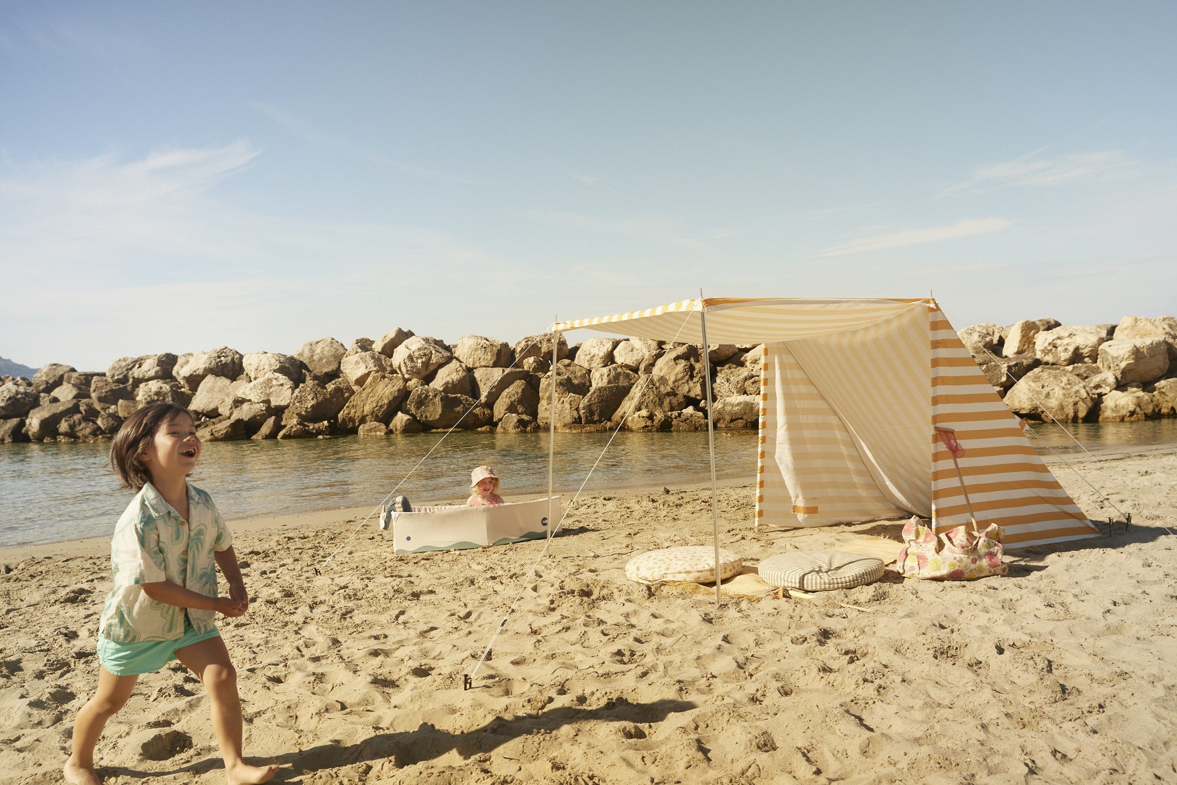 Kids Concept Strandmuschel Kids Concept – Sonnenschutz Strandzelt gelb – 150x300x150cm, Personen: 2