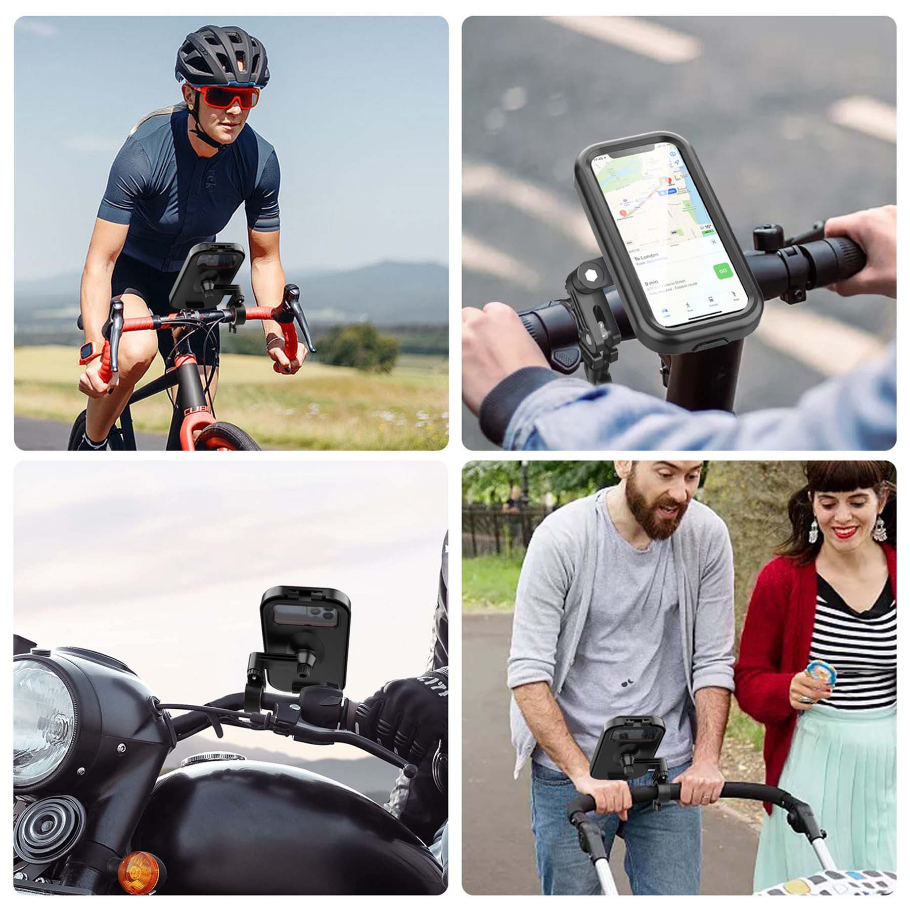 Brave Waterproof Motorcycle Phone Mount, Bicycle Phone Holder (up to 6.8 inches, 360° Rotatable Universal Handlebar Mount, Sensitive Touchscreen, Universal Bicycle Phone Mount, For 4.7-6.8 inch Smartphones, e.g. iPhone 16/15/14 Pro Max Plus)