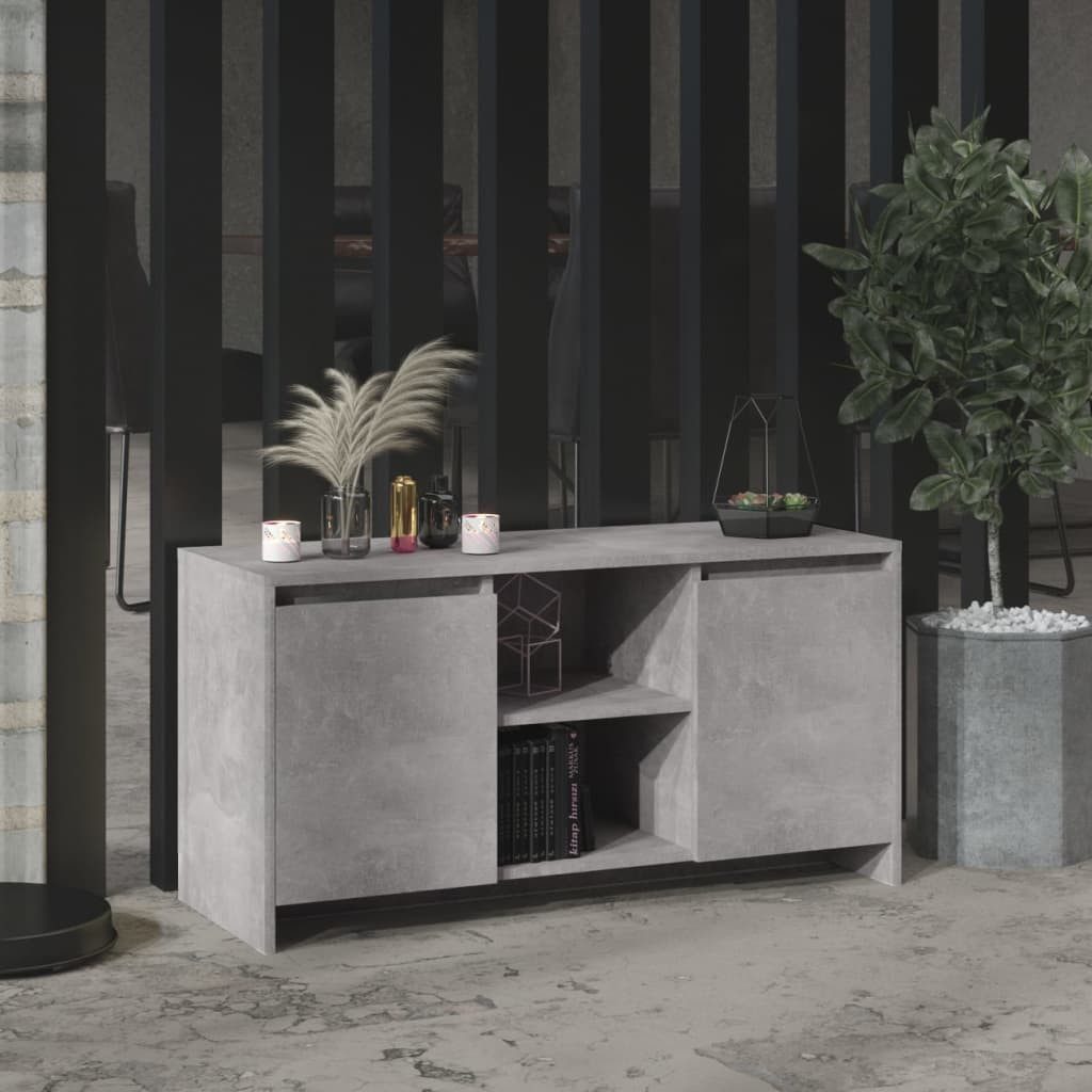 furnicato TV-Schrank Betongrau 102 x 37,5 x 52,5 cm aus Holzwerkstoff (1-St) Lowboard mit viel Stauraum durch Türen und Fächer für Ihr Wohnzimmer