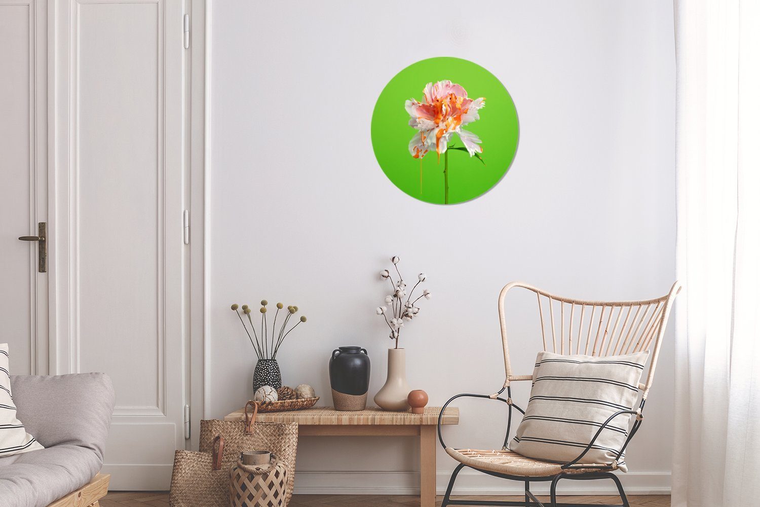 Wanddekoration - Wandbild, MuchoWow Gemälde (1 - cm Rundes Farben, St), Forex, Kreis Blume Farbe Wohnzimmer, 30x30