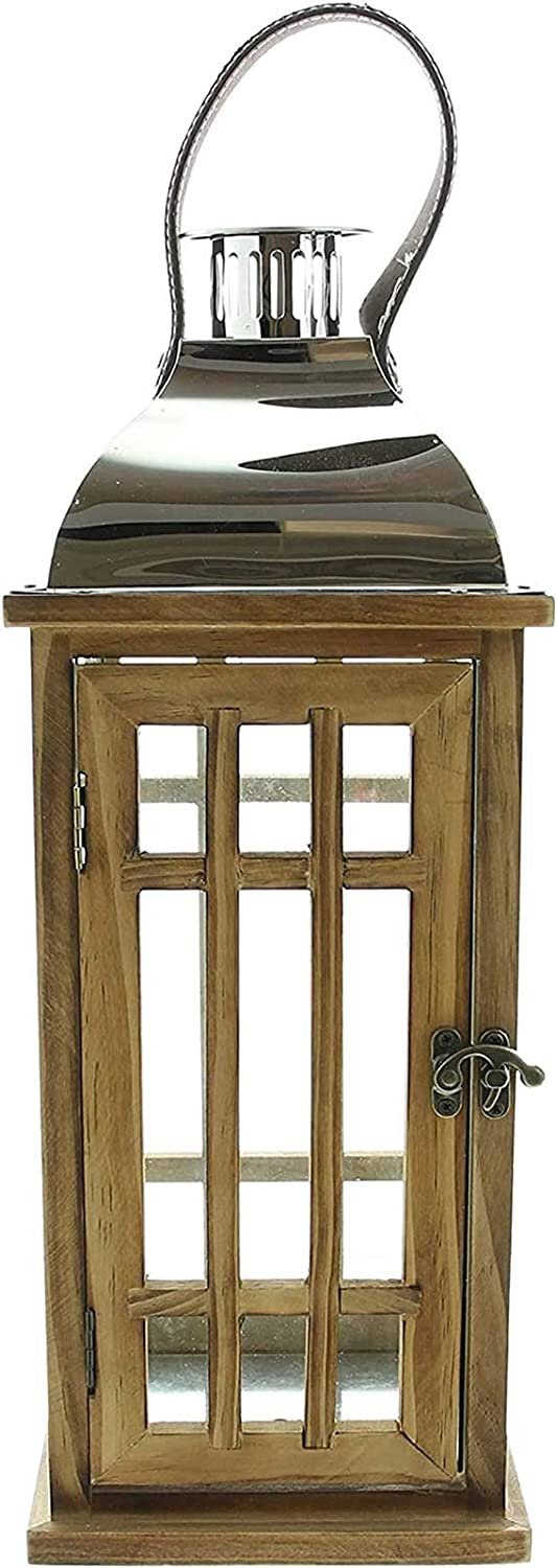 Dekoleidenschaft Kerzenlaterne "Wood" Laterne 40 / 60 cm hoch, Holz Windlicht, Kerzenständer, Kerzenhalter, Wohnzimmer Deko – Bild 4 von 5
