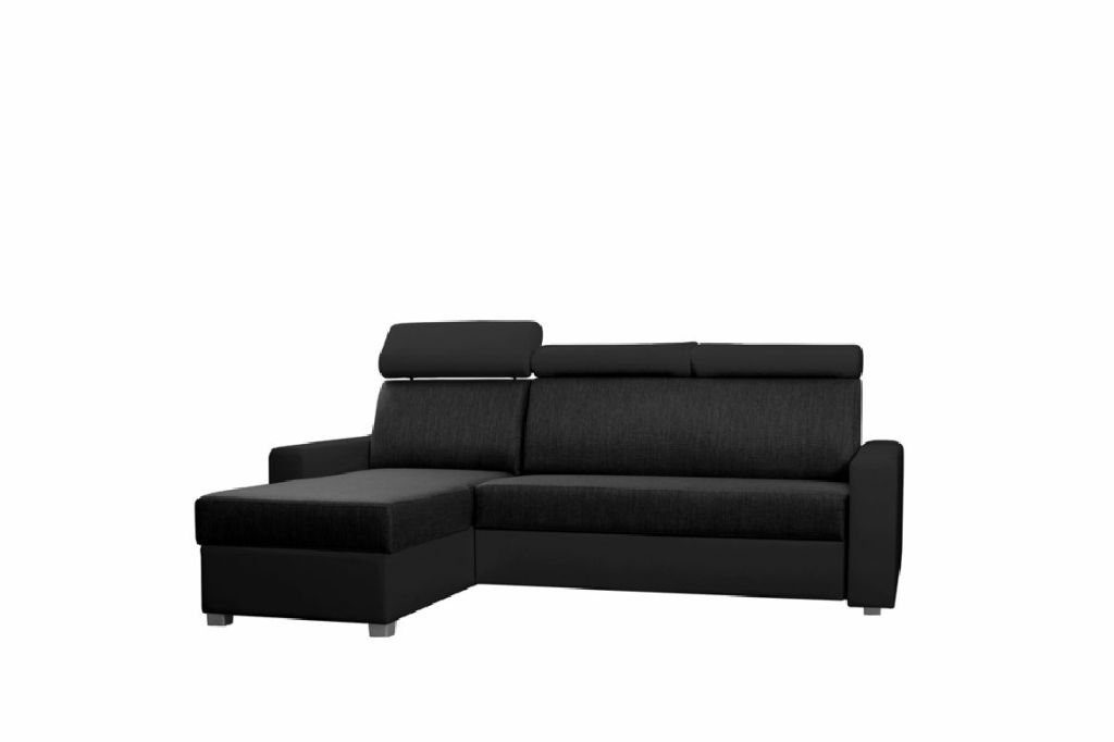 JVmoebel Ecksofa Eckgarnitur Sofa Designer Sofa Bettfunktion Bettkasten Schlafsofa, Mit Bettfunktion Schwarz