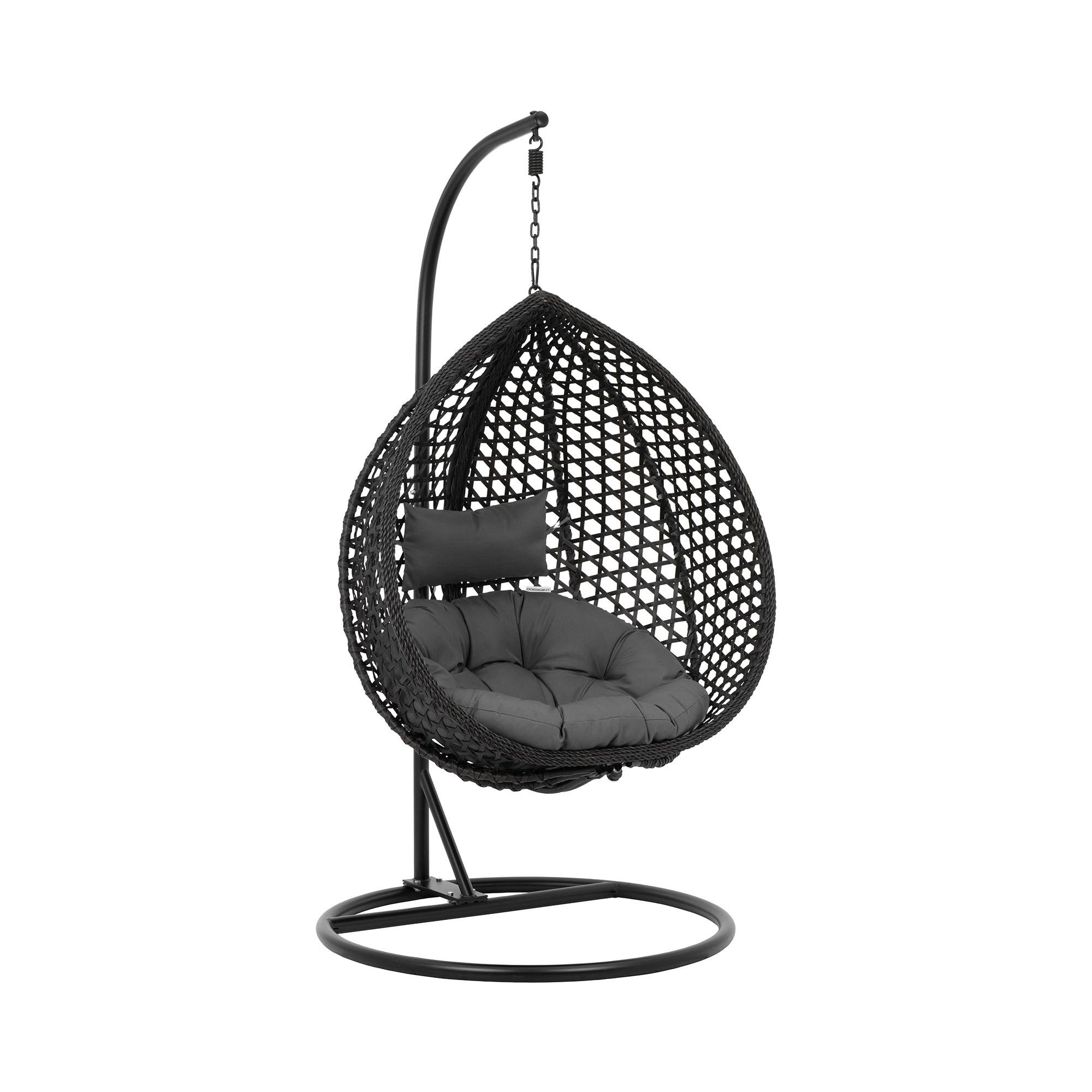 Uniprodo Hängesessel mit Gestell Outdoor Garten faltbar schwarz/ grau Tropf günstig online kaufen