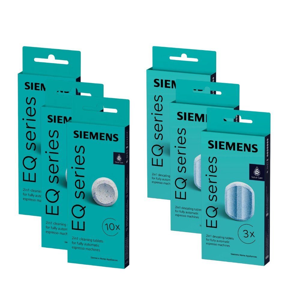 SIEMENS 30x Reinigungstabletten & 9x Entkalkungstabletten Pflegeset (MEISTERZWECK4U, [- TZ80001 + TZ80002 Reinigung und Entkalkung Pflegeset)