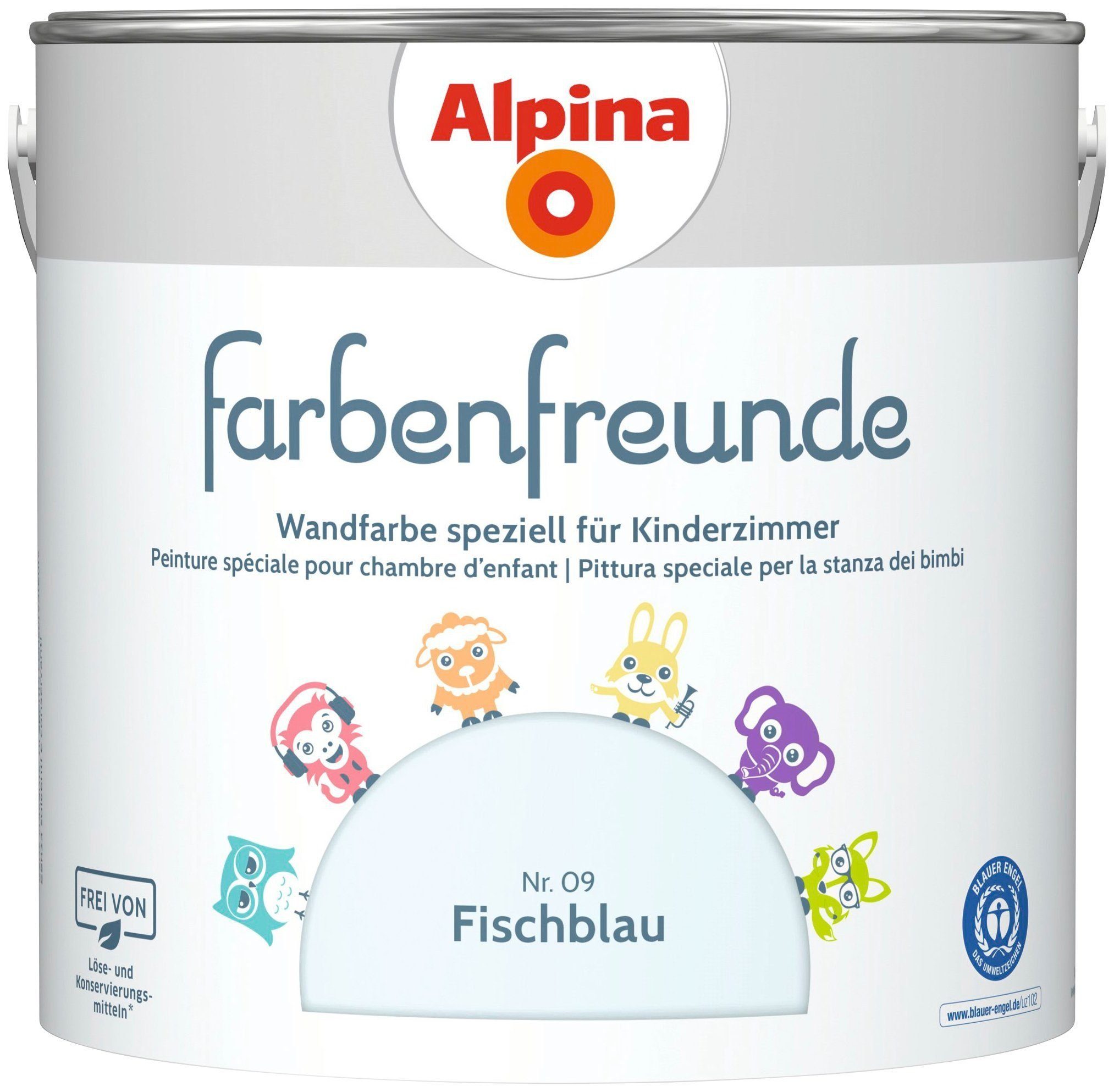 *Alpina* Wandfarbe Alpina 2,5 L. Farbenfreunde, Fischblau No. 9