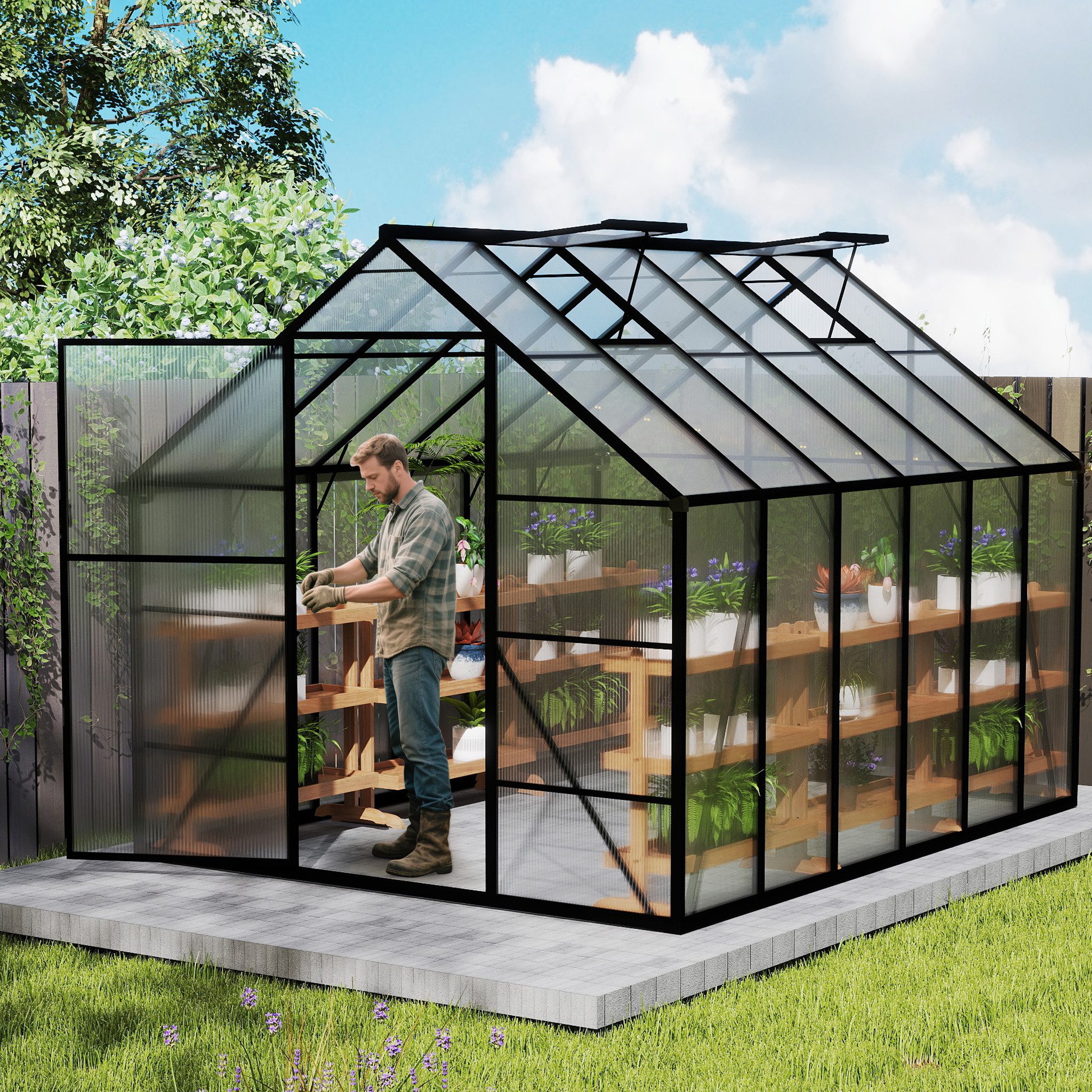 FIVMEN Gewächshaus Premium Gartengewächshäuser Aluminium mit 6 cm Fundament günstig online kaufen