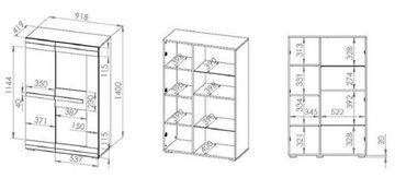 Feldmann-Wohnen Highboard Blanco, B/T/H: 92 cm / 42 cm / 140 cm