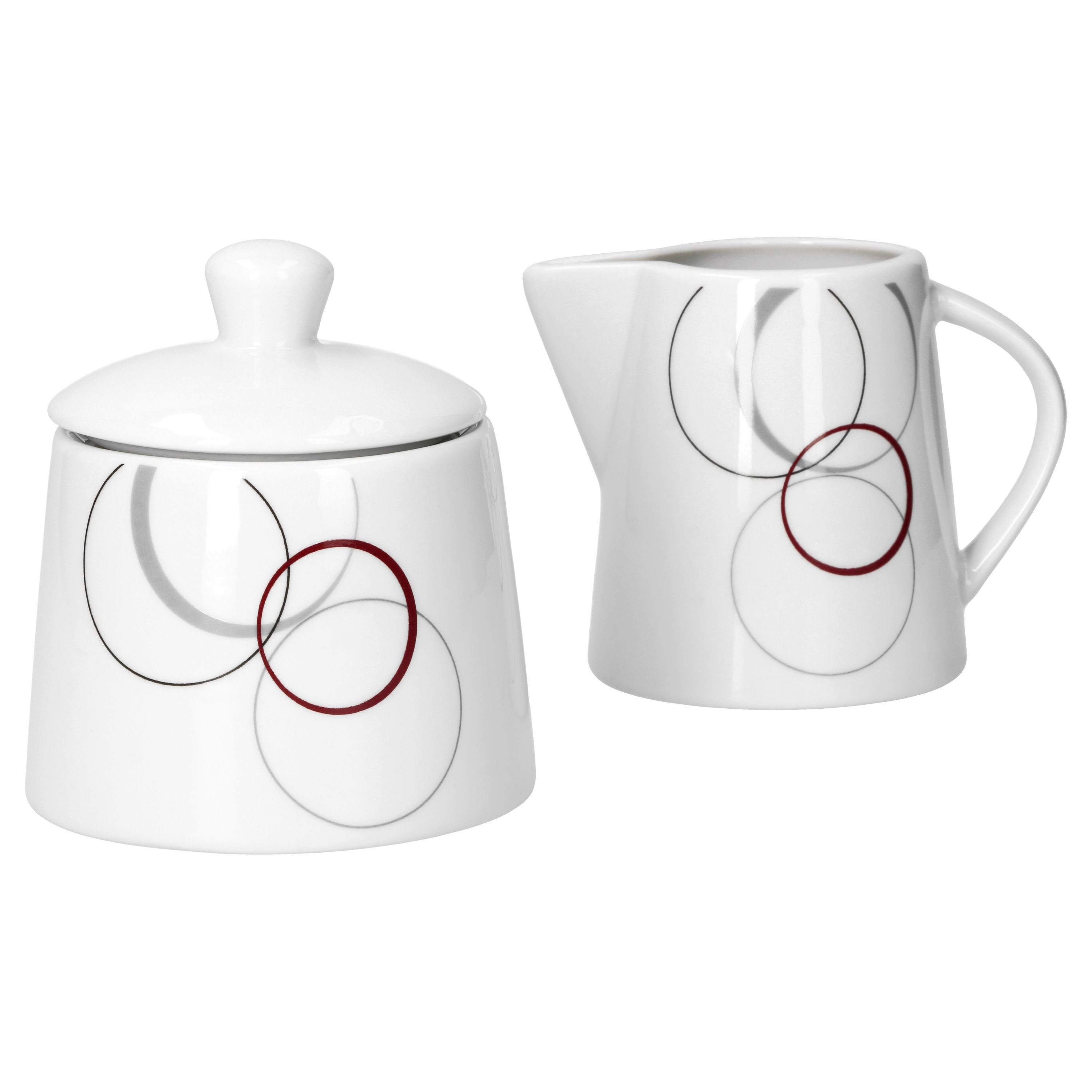 van Well Milch- und Zuckerset 2tlg. Set Zuckerdose 28cl & Milchkännchen 23cl Palazzo, Porzellan