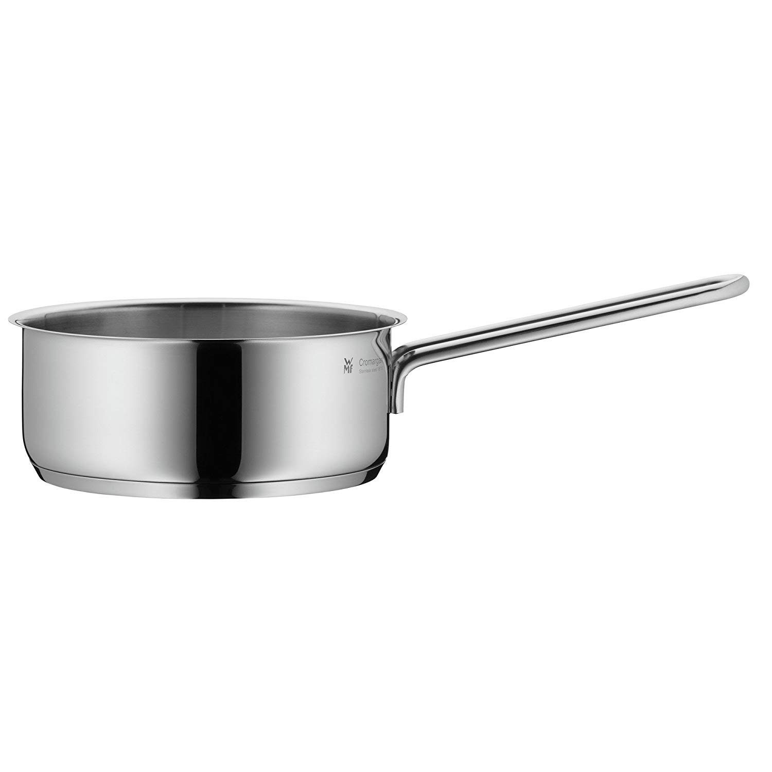 WMF Kasserolle Mini Stielkasserolle, 14 cm, Cromargan® Edelstahl rostfrei 18/10 (1x Stielkasserolle ohne Deckel 14 cm (Volumen 0,9l, Höhe 6,5 cm) - optimal für Herdplatten mit Ø 14,5 cm, 1-tlg., 1x Stielkasserolle ohne Deckel 14 cm (Volumen 0,9l, Höhe 6,5
