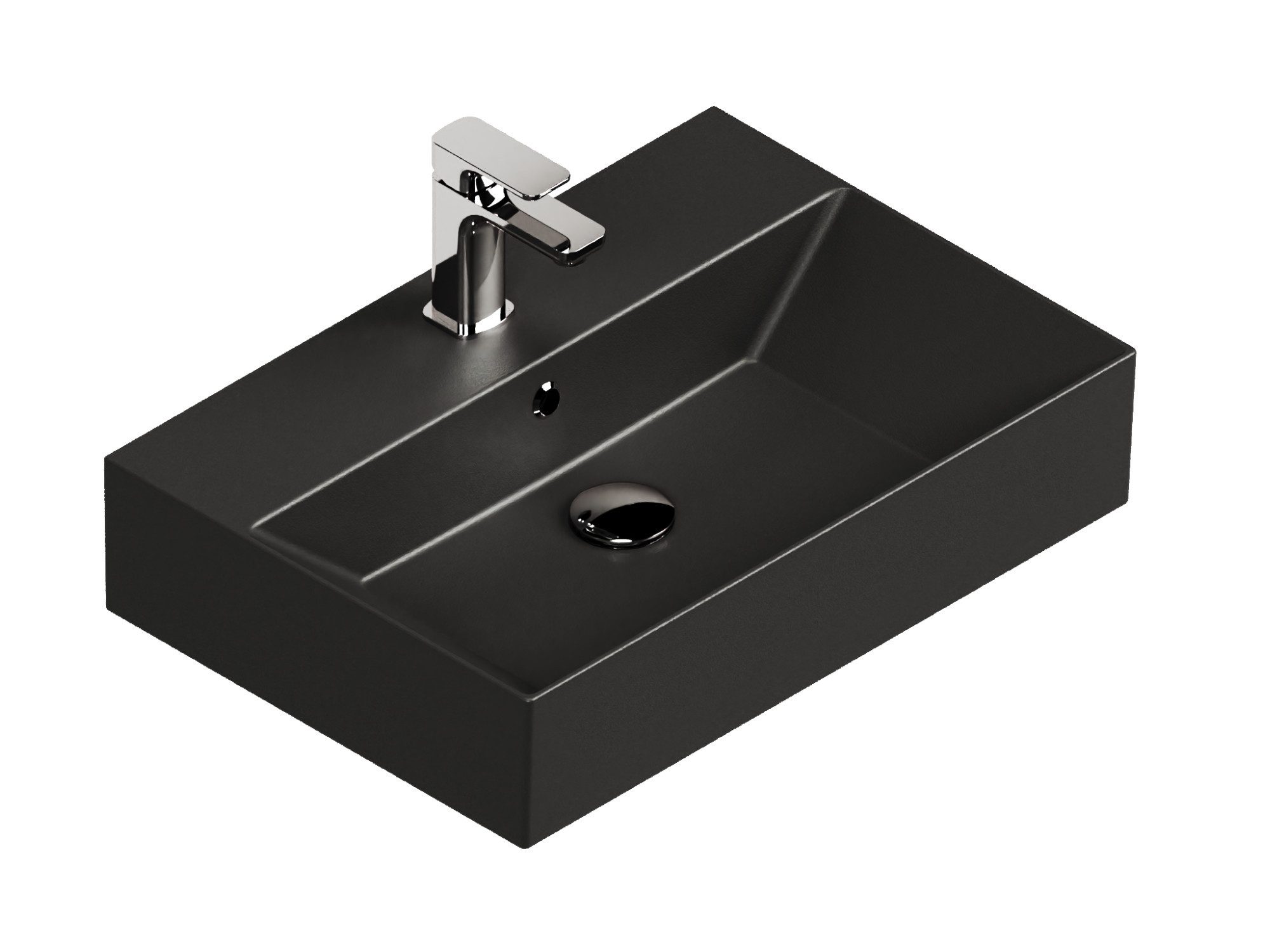 Aqua Bagno Aufsatzwaschbecken Раковины schwarz matt 60cm eckig Wandmontage Waschtisch (Packung)