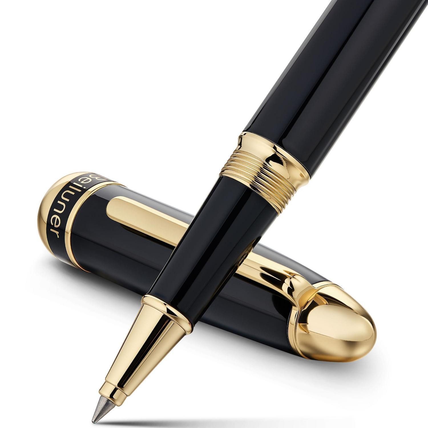 LuxusKollektion Tintenroller Rollerball Luxus Schwarz/Gold 24K Gold Piano Lack