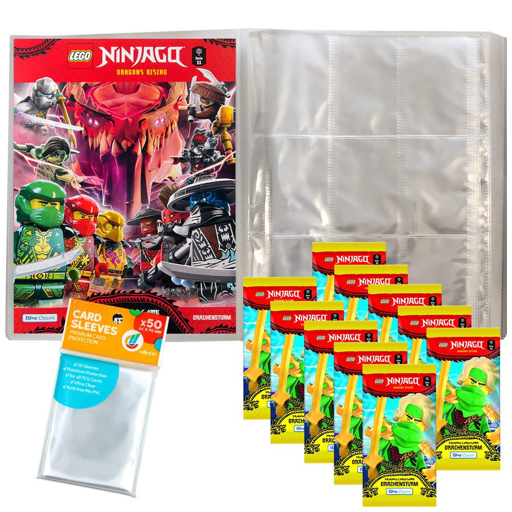 Blue Ocean Sammelkarte LEGO Ninjago Serie 11 - 1 Leere Sammelmappe + 10 Booster + Hüllen