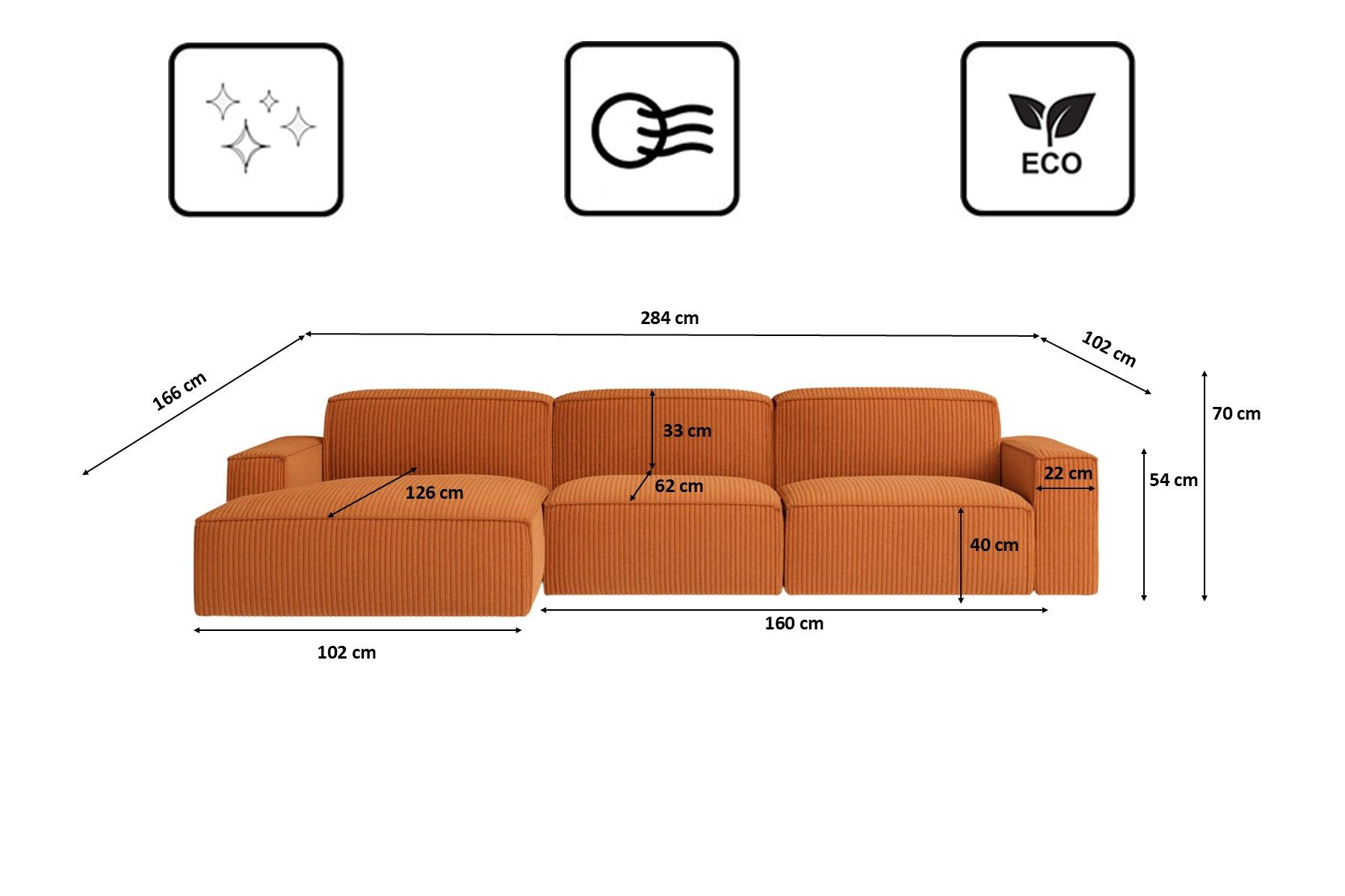Kaiser Möbel Ecksofa Ecksofa Cursal L-Form – modular, modern, unvergleichlich bequem, Einzelsofa